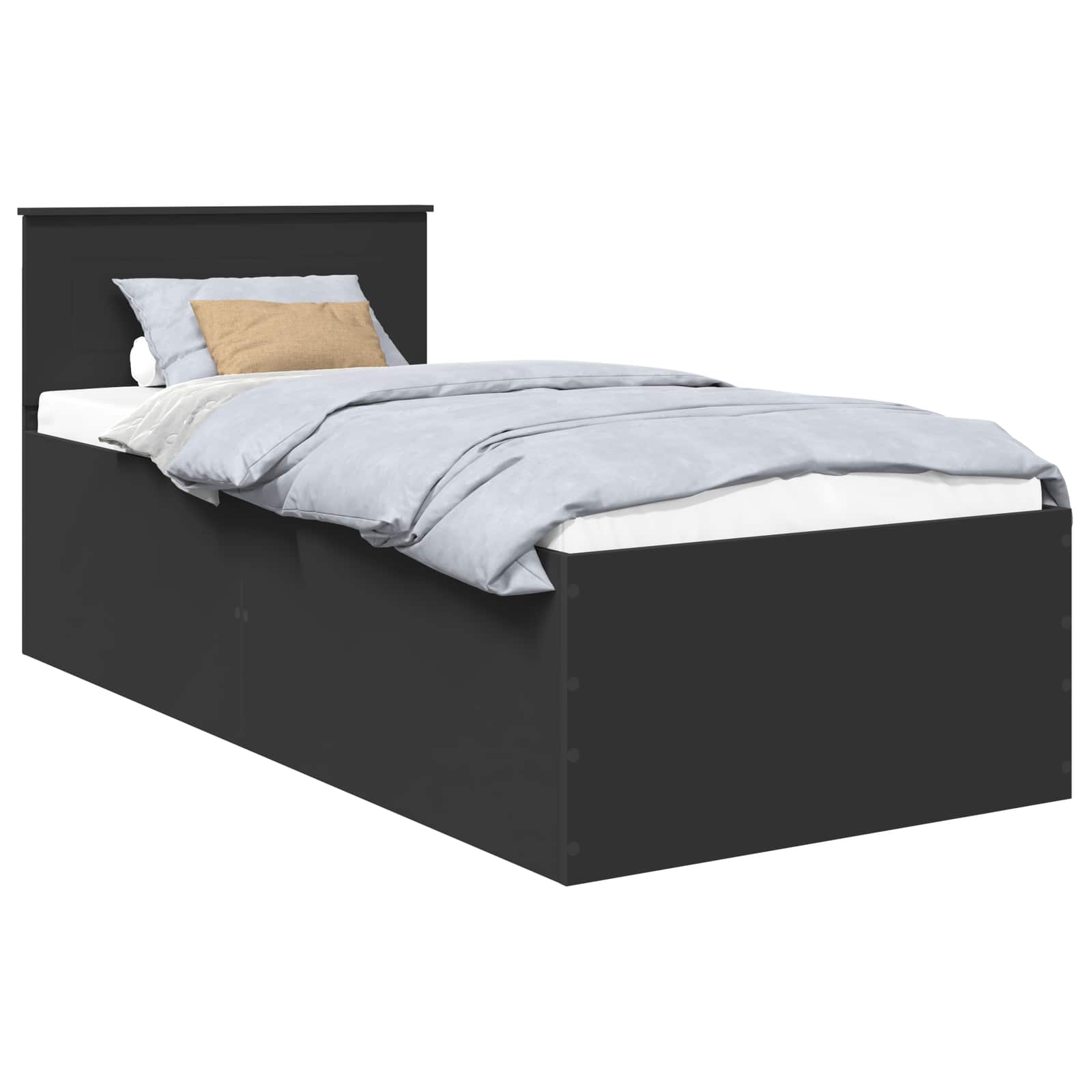 Bedframe met hoofdeinde Zwart 120 x 200 cm Bewerkt hout is nu te koop bij PeponiXL, paradijselijk wonen!