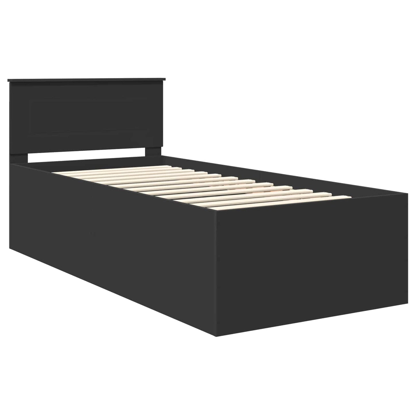 Bedframe met hoofdeinde Zwart 120 x 200 cm Bewerkt hout is nu te koop bij PeponiXL, paradijselijk wonen!
