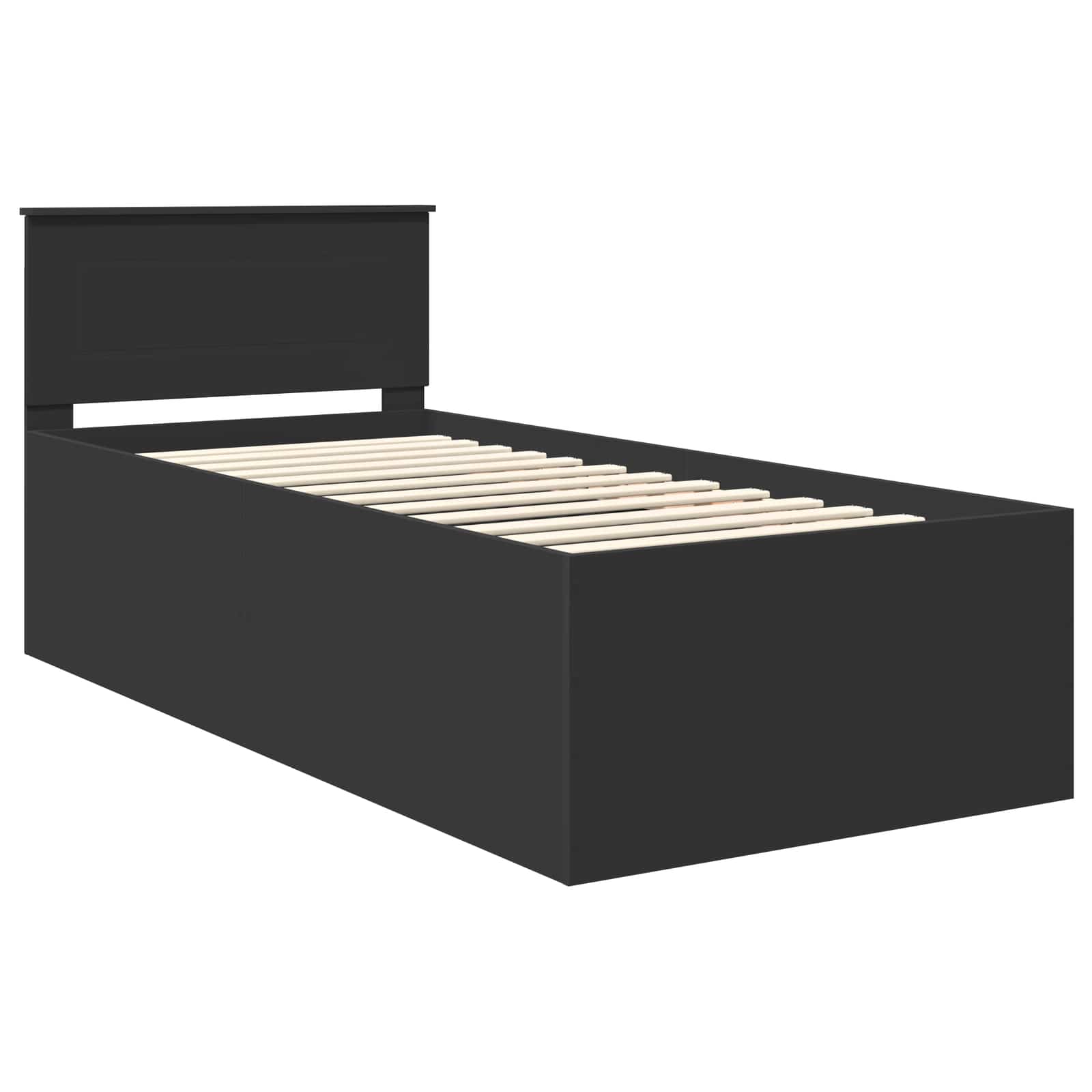 Bedframe met hoofdeinde Zwart 120 x 200 cm Bewerkt hout is nu te koop bij PeponiXL, paradijselijk wonen!