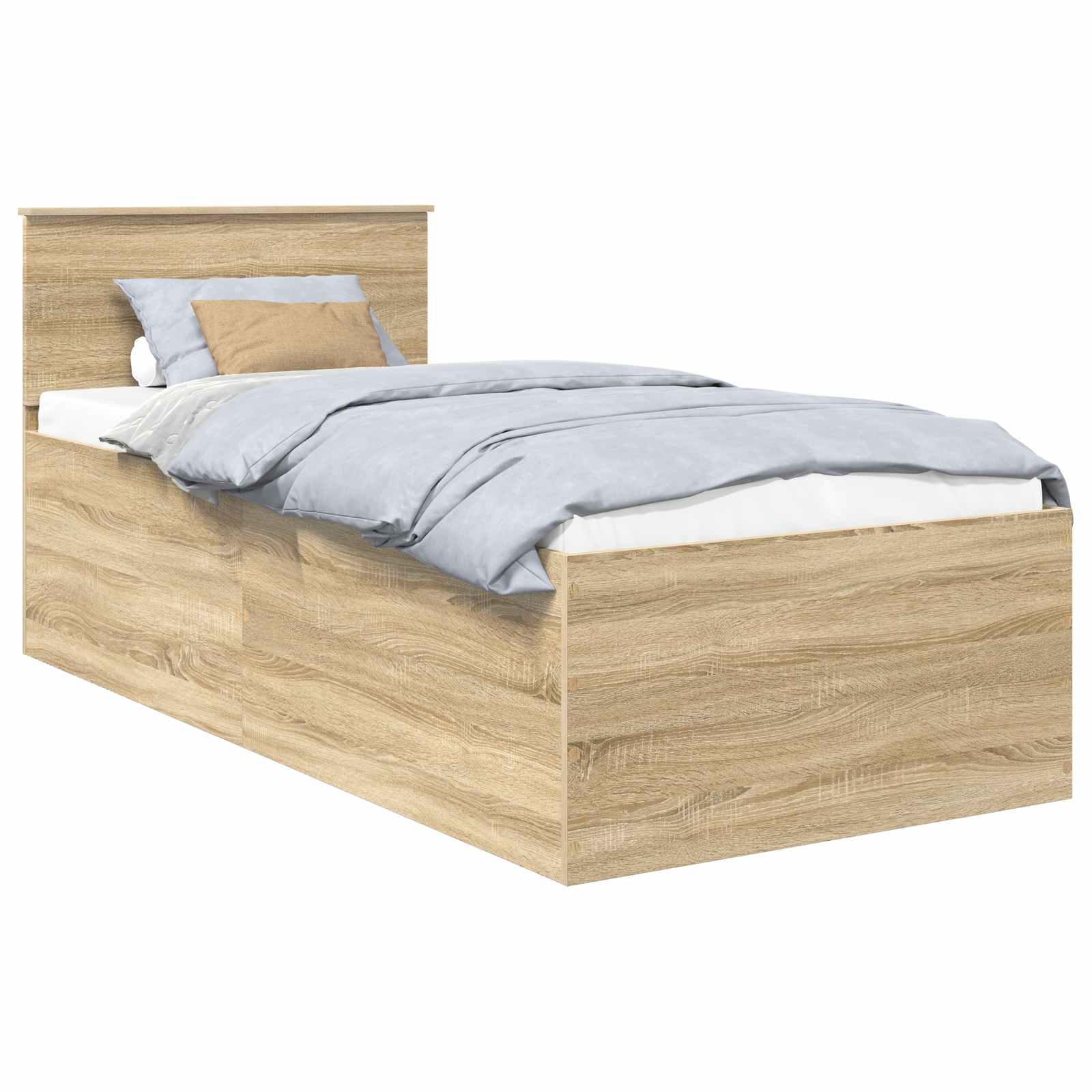 Bedframe met hoofdeinde Sonoma Eiken 120 x 200 cm Bewerkt hout is nu te koop bij PeponiXL, paradijselijk wonen!