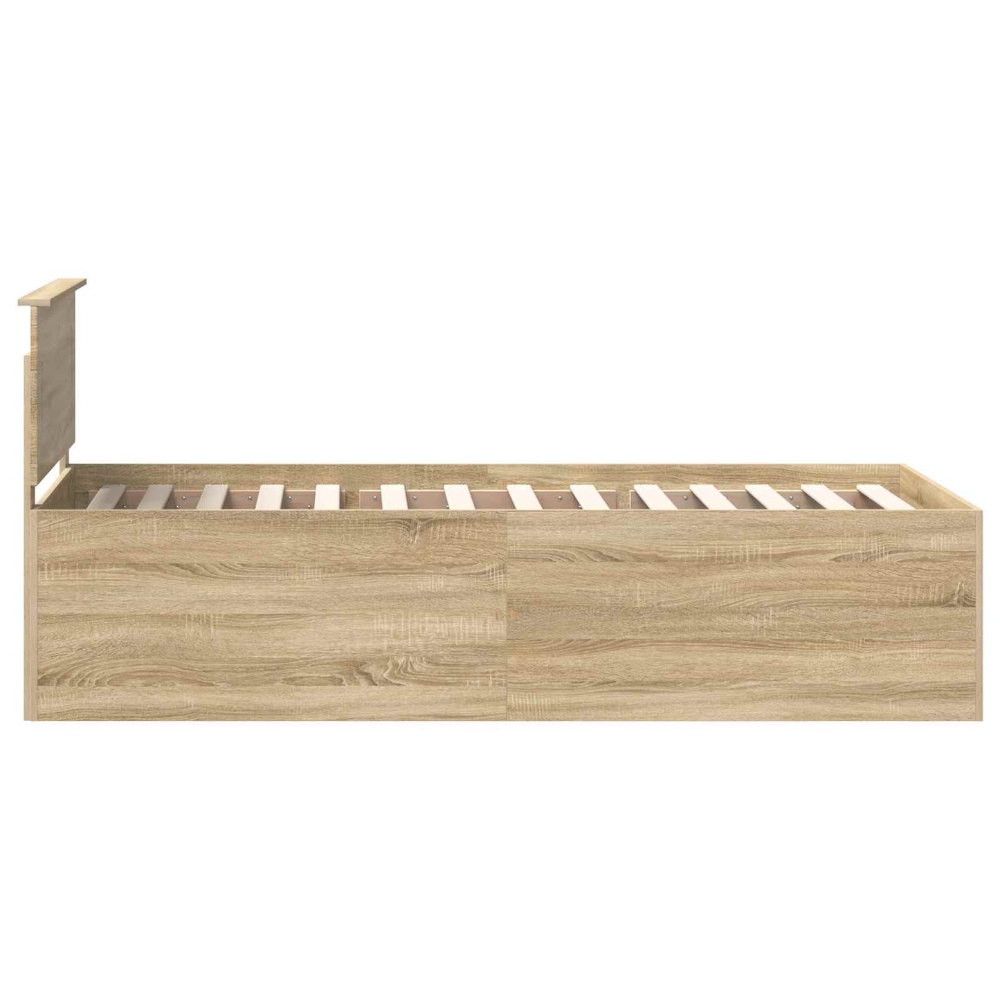Bedframe met hoofdeinde Sonoma Eiken 120 x 200 cm Bewerkt hout is nu te koop bij PeponiXL, paradijselijk wonen!