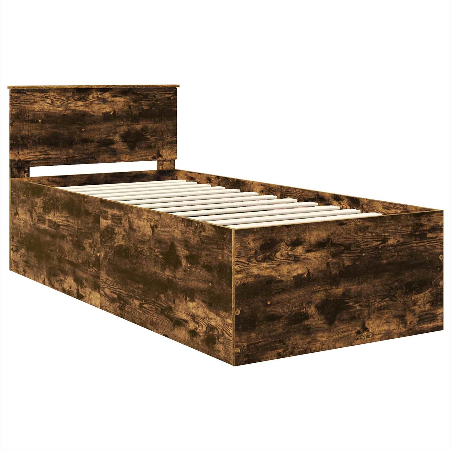 Bedframe met hoofdeinde Gerookt eiken 120 x 200 cm Bewerkt hout is nu te koop bij PeponiXL, paradijselijk wonen!
