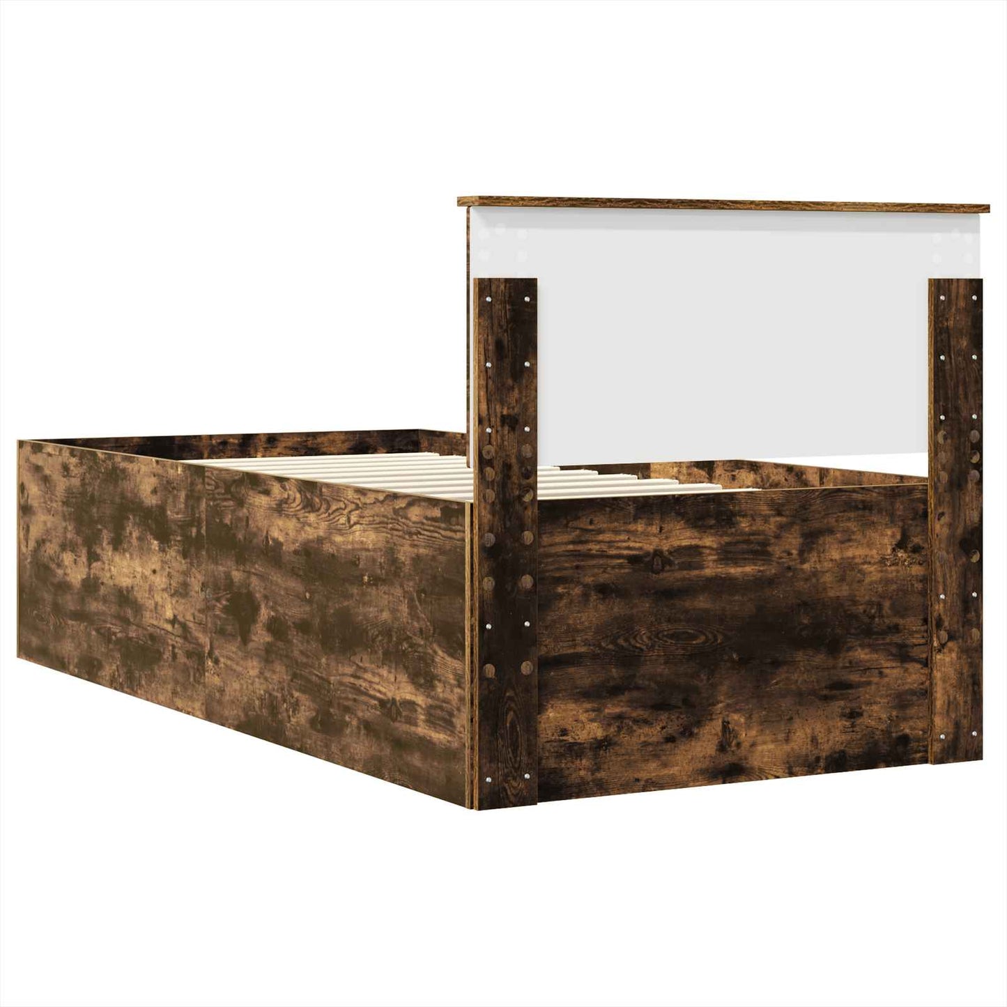 Bedframe met hoofdeinde Gerookt eiken 120 x 200 cm Bewerkt hout is nu te koop bij PeponiXL, paradijselijk wonen!