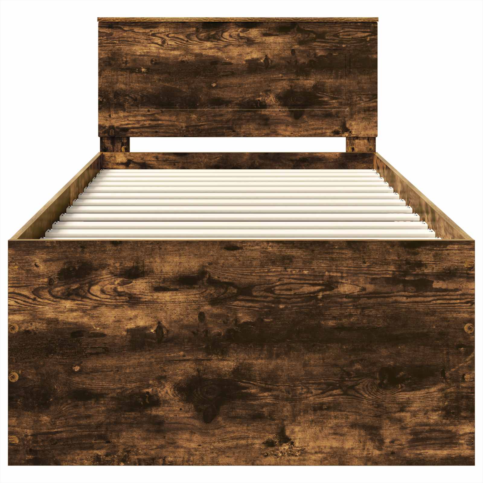 Bedframe met hoofdeinde Gerookt eiken 120 x 200 cm Bewerkt hout is nu te koop bij PeponiXL, paradijselijk wonen!