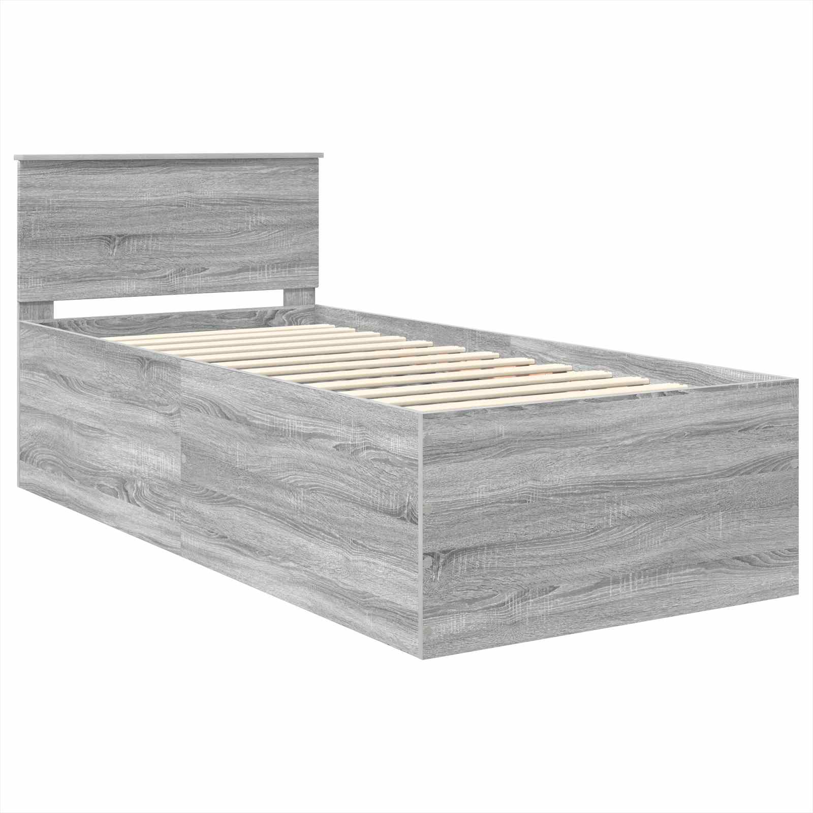 Bedframe met hoofdeinde Grijs Sonoma 120 x 200 cm Bewerkt hout is nu te koop bij PeponiXL, paradijselijk wonen!
