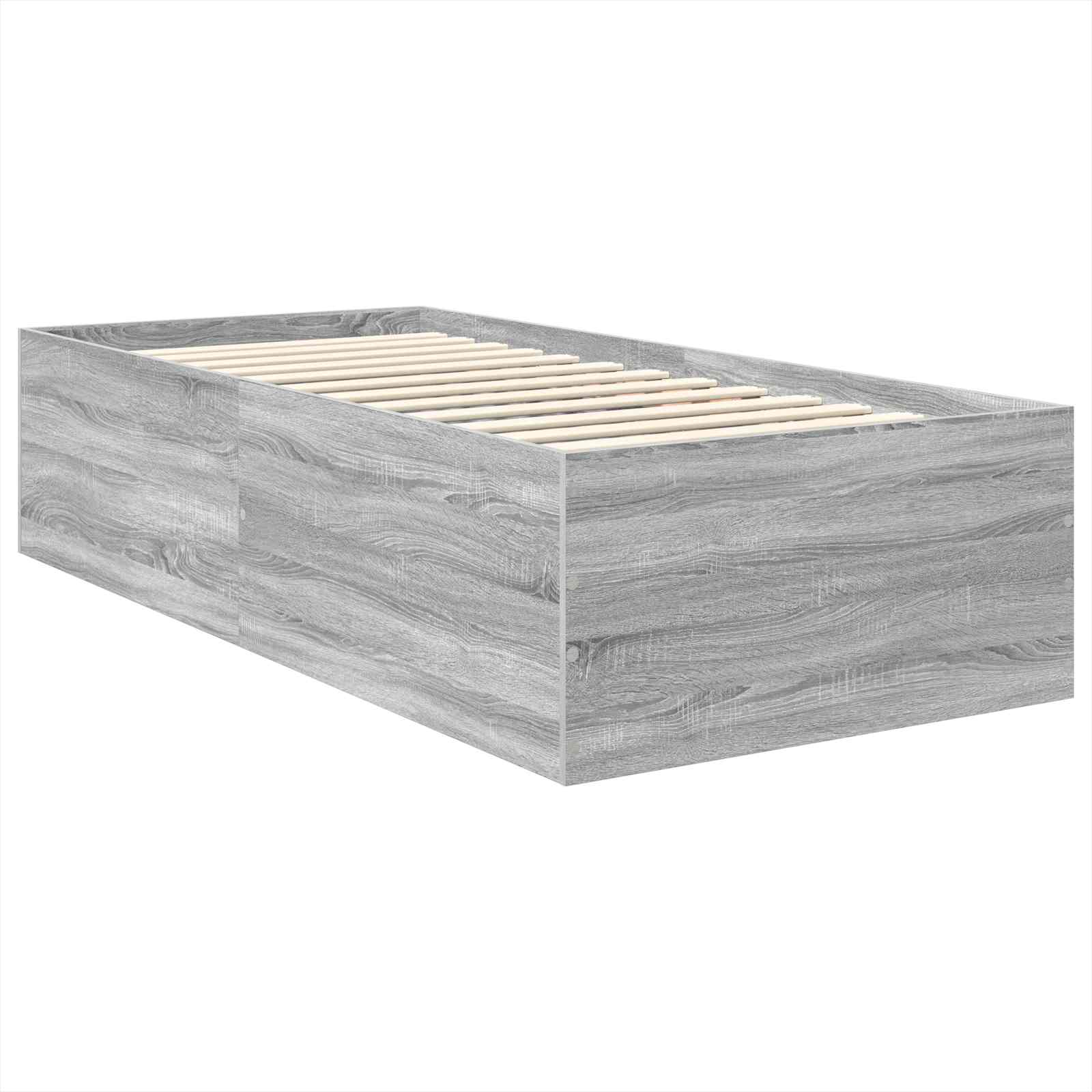 Bedframe met hoofdeinde Grijs Sonoma 120 x 200 cm Bewerkt hout is nu te koop bij PeponiXL, paradijselijk wonen!