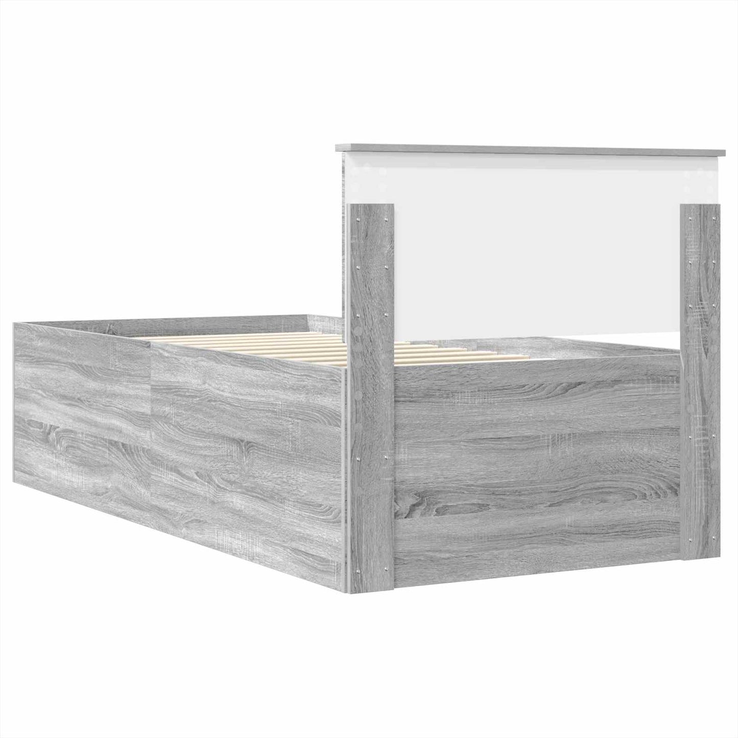 Bedframe met hoofdeinde Grijs Sonoma 120 x 200 cm Bewerkt hout is nu te koop bij PeponiXL, paradijselijk wonen!