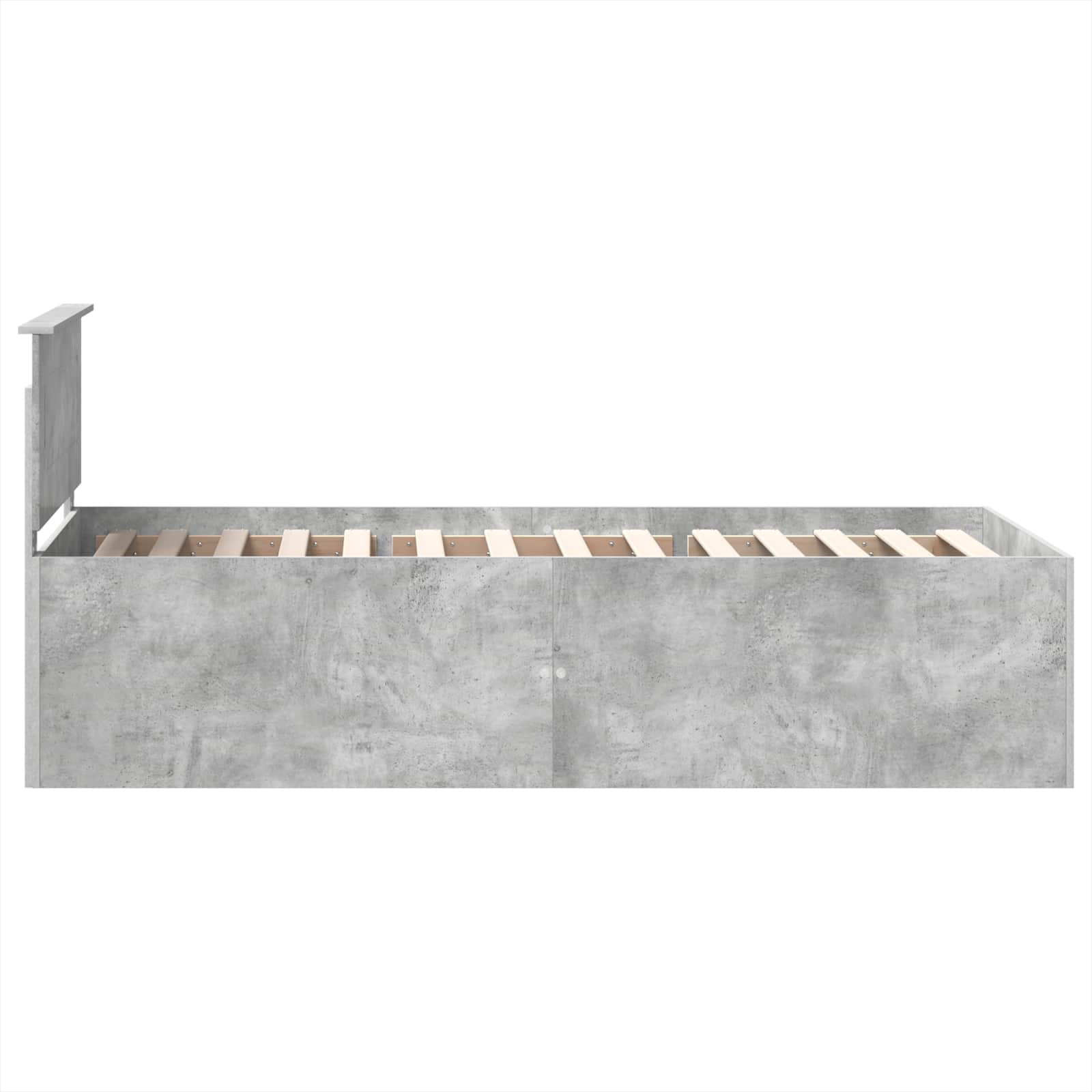 Bedframe met hoofdeinde Beton Grijs 90 x 190 cm Bewerkt hout is nu te koop bij PeponiXL, paradijselijk wonen!