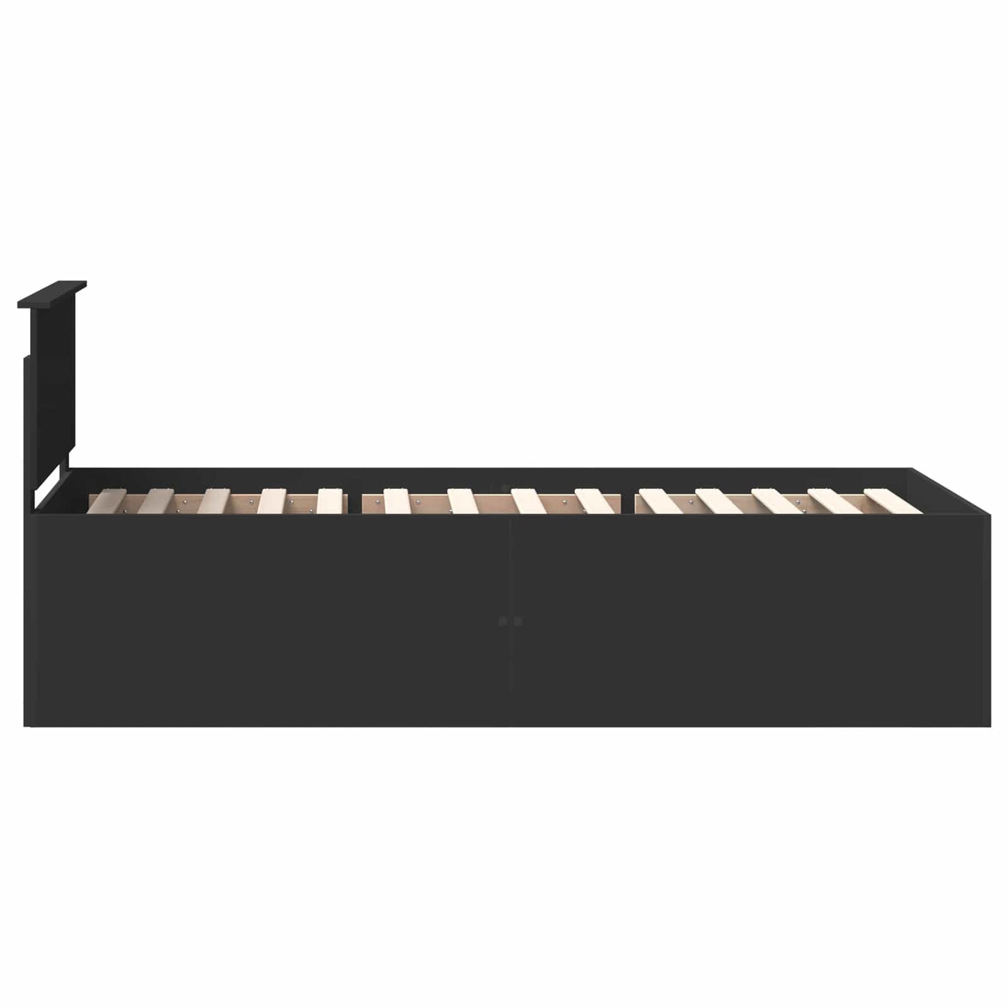 Bedframe met hoofdeinde Zwart 75 x 190 cm Bewerkt hout is nu te koop bij PeponiXL, paradijselijk wonen!