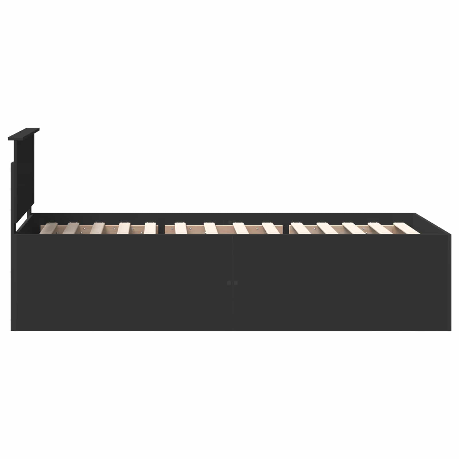 Bedframe met hoofdeinde Zwart 75 x 190 cm Bewerkt hout is nu te koop bij PeponiXL, paradijselijk wonen!