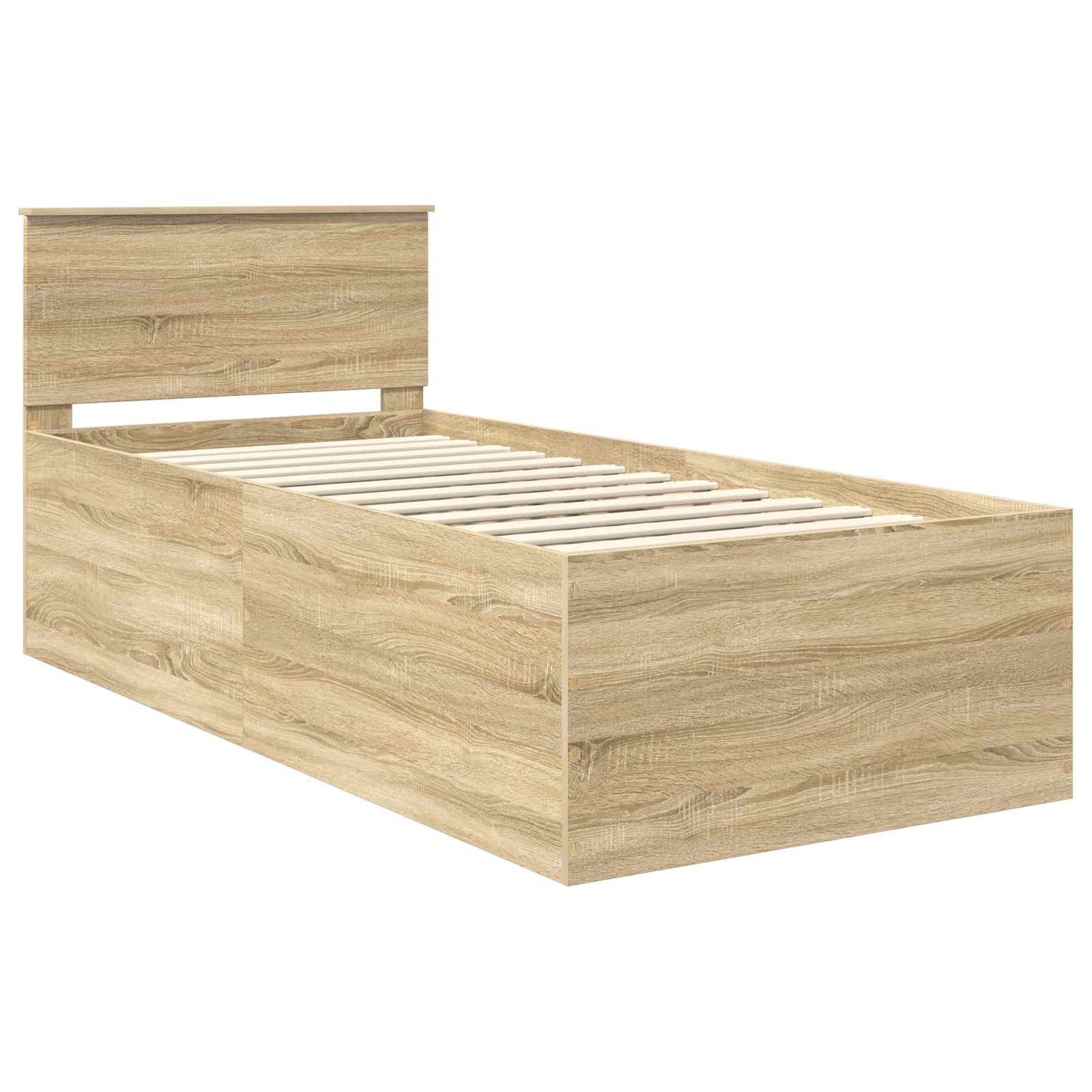 Bedframe met hoofdeinde Sonoma Eiken 75 x 190 cm Bewerkt hout is nu te koop bij PeponiXL, paradijselijk wonen!