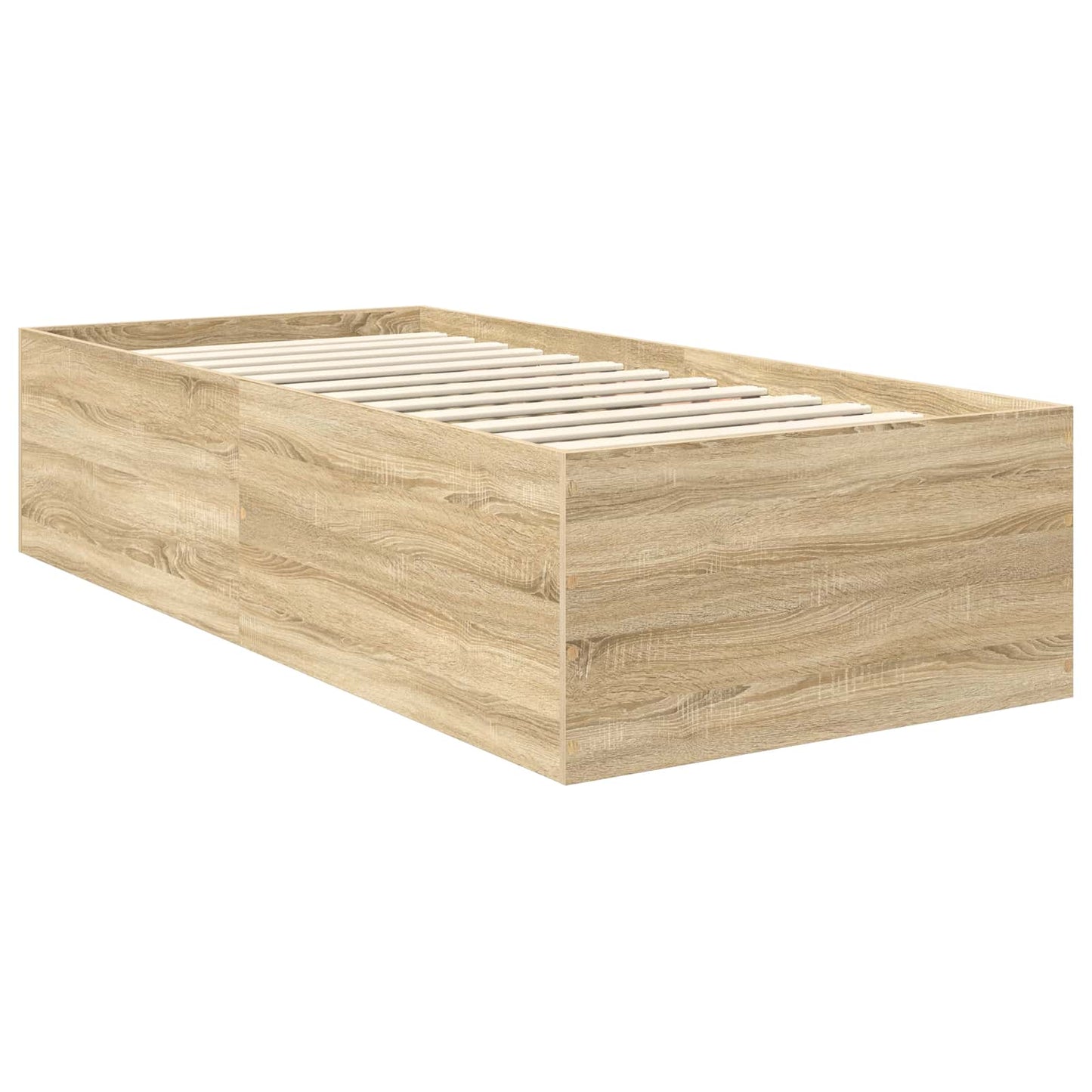 Bedframe met hoofdeinde Sonoma Eiken 75 x 190 cm Bewerkt hout is nu te koop bij PeponiXL, paradijselijk wonen!
