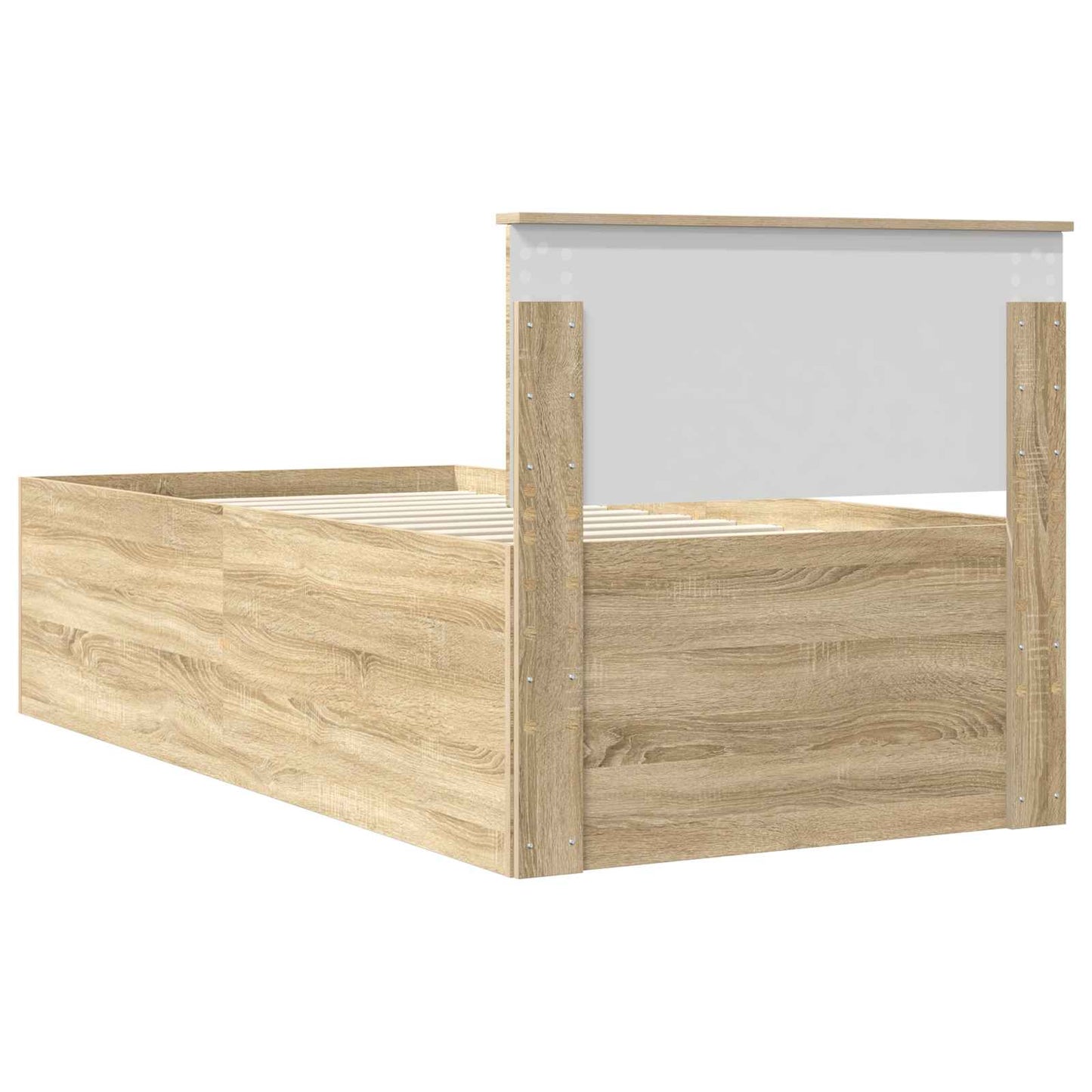 Bedframe met hoofdeinde Sonoma Eiken 75 x 190 cm Bewerkt hout is nu te koop bij PeponiXL, paradijselijk wonen!