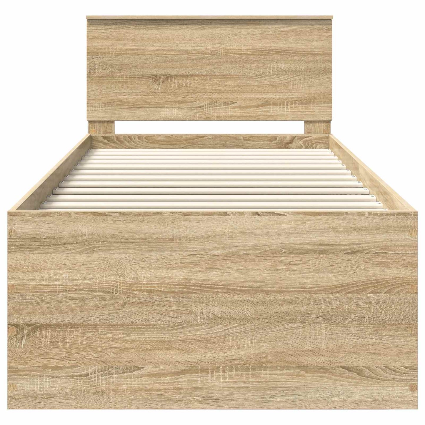 Bedframe met hoofdeinde Sonoma Eiken 75 x 190 cm Bewerkt hout is nu te koop bij PeponiXL, paradijselijk wonen!