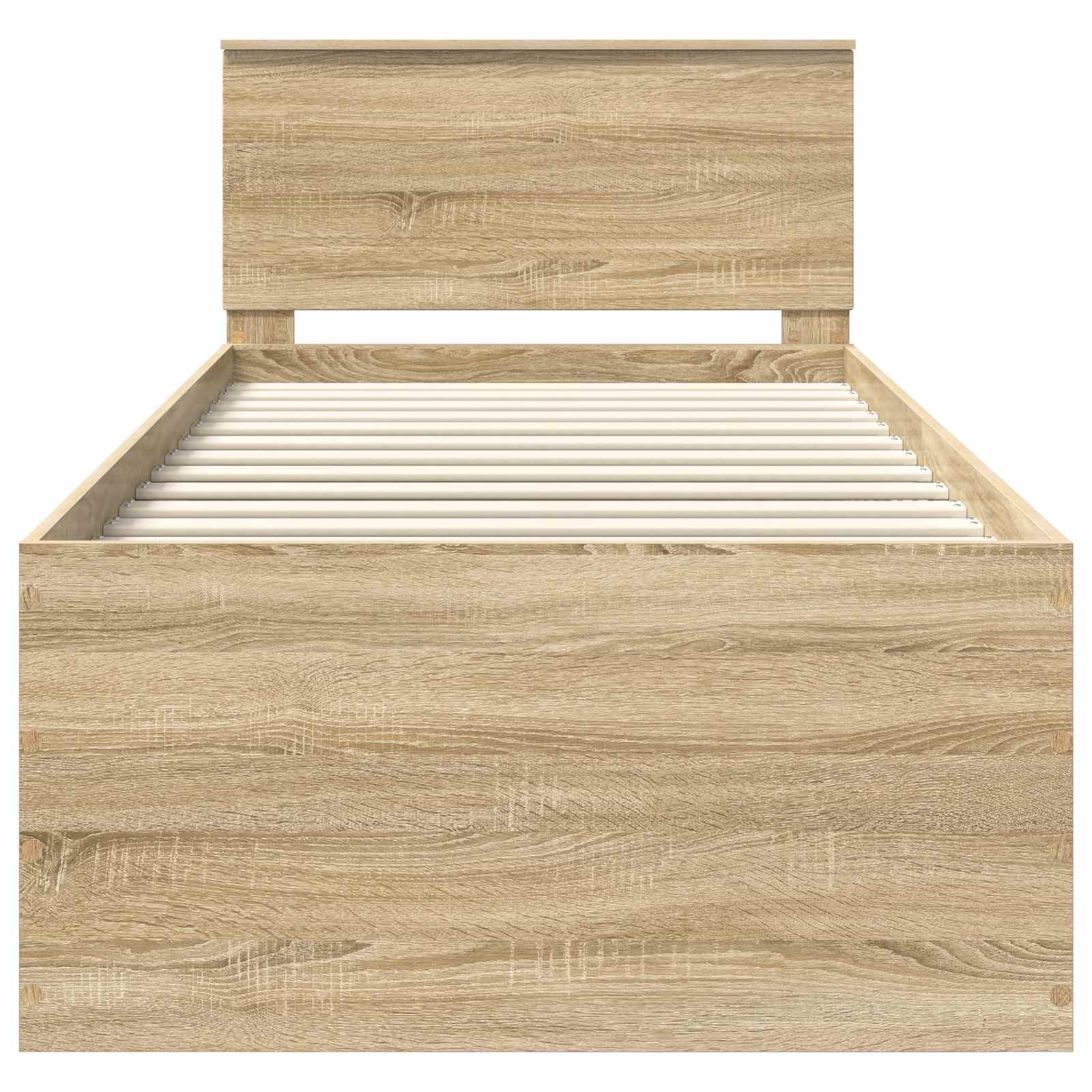 Bedframe met hoofdeinde Sonoma Eiken 75 x 190 cm Bewerkt hout is nu te koop bij PeponiXL, paradijselijk wonen!