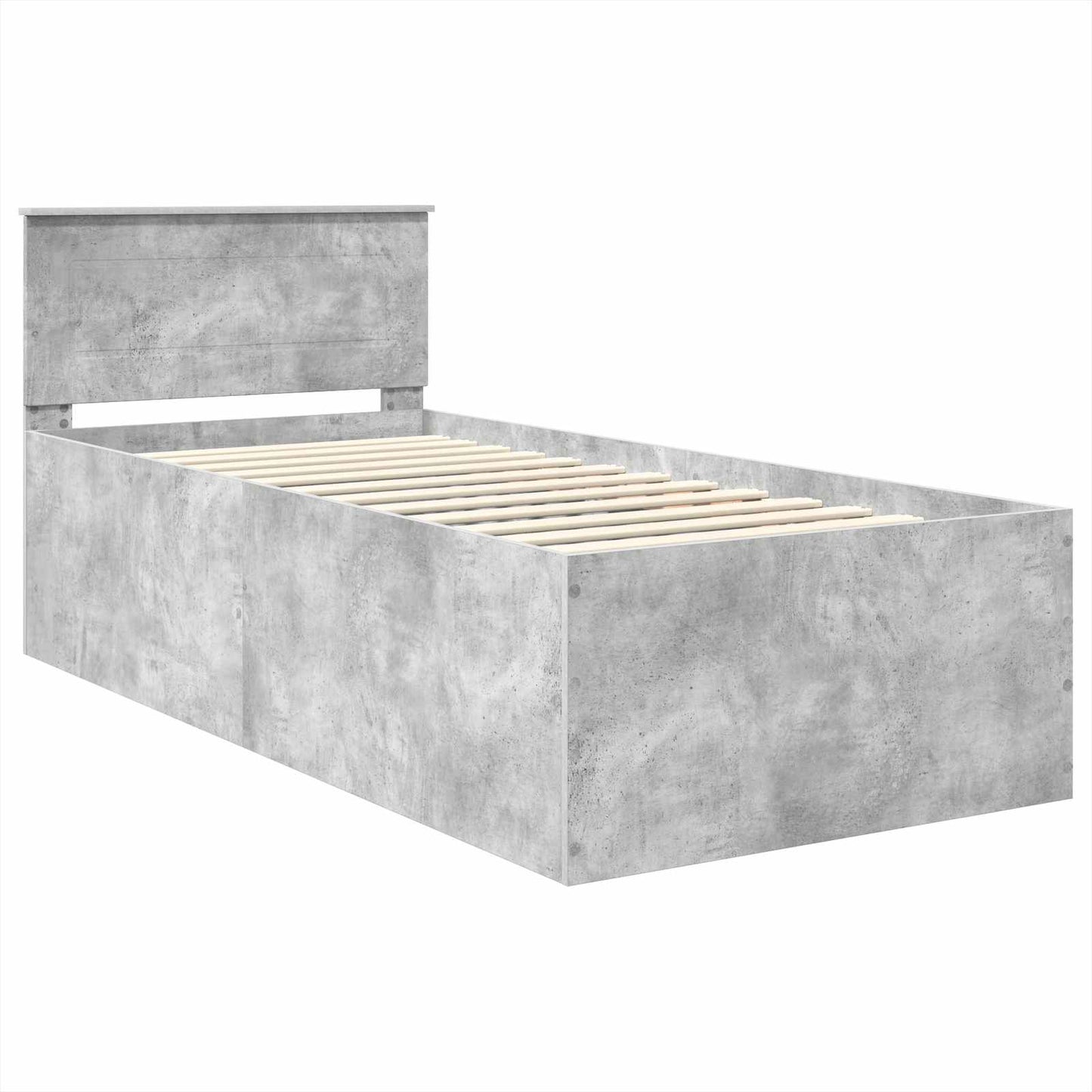 Bedframe met hoofdeinde Beton Grijs 75 x 190 cm Bewerkt hout is nu te koop bij PeponiXL, paradijselijk wonen!