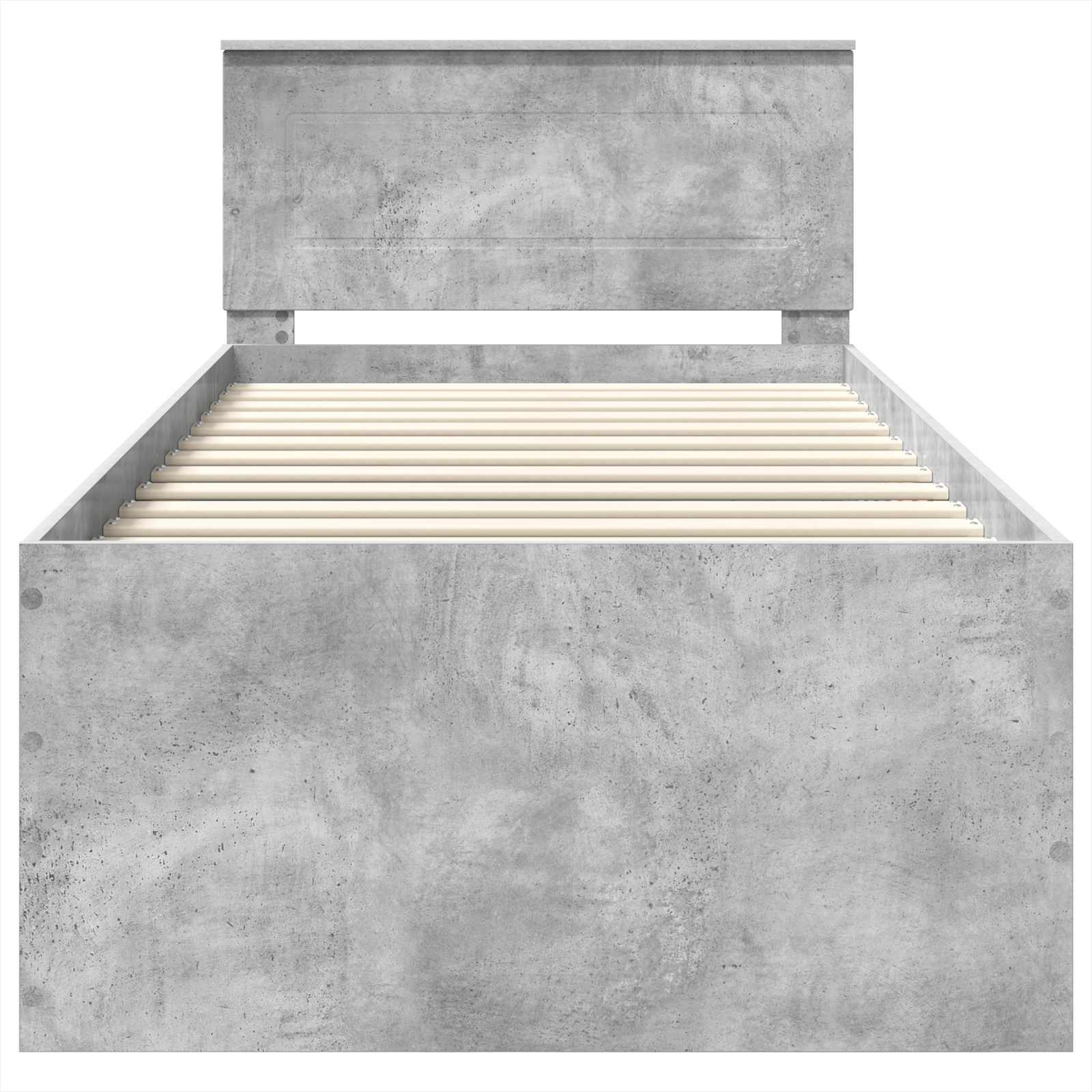 Bedframe met hoofdeinde Beton Grijs 75 x 190 cm Bewerkt hout is nu te koop bij PeponiXL, paradijselijk wonen!