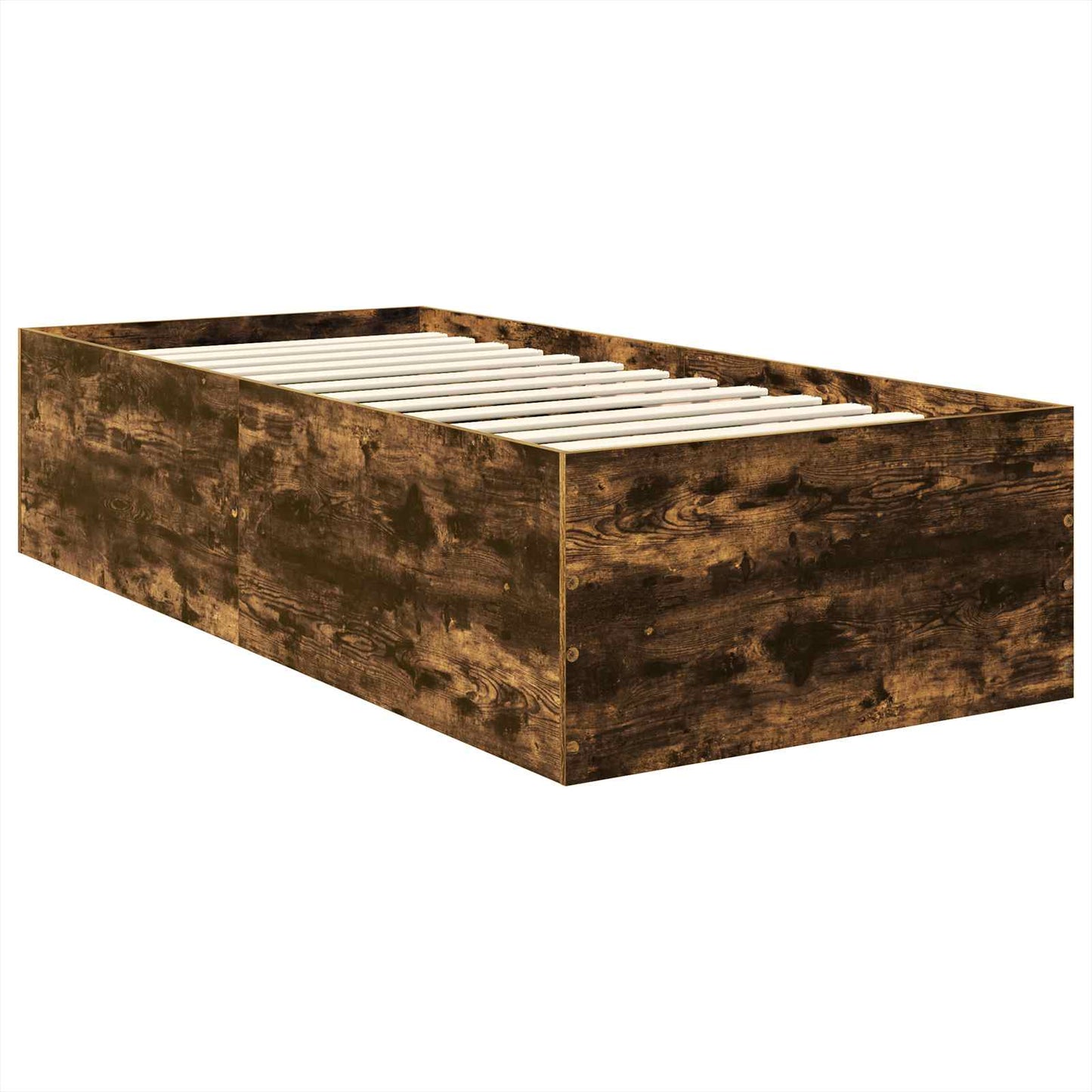 Bedframe met hoofdeinde Gerookt eiken 75 x 190 cm Bewerkt hout is nu te koop bij PeponiXL, paradijselijk wonen!