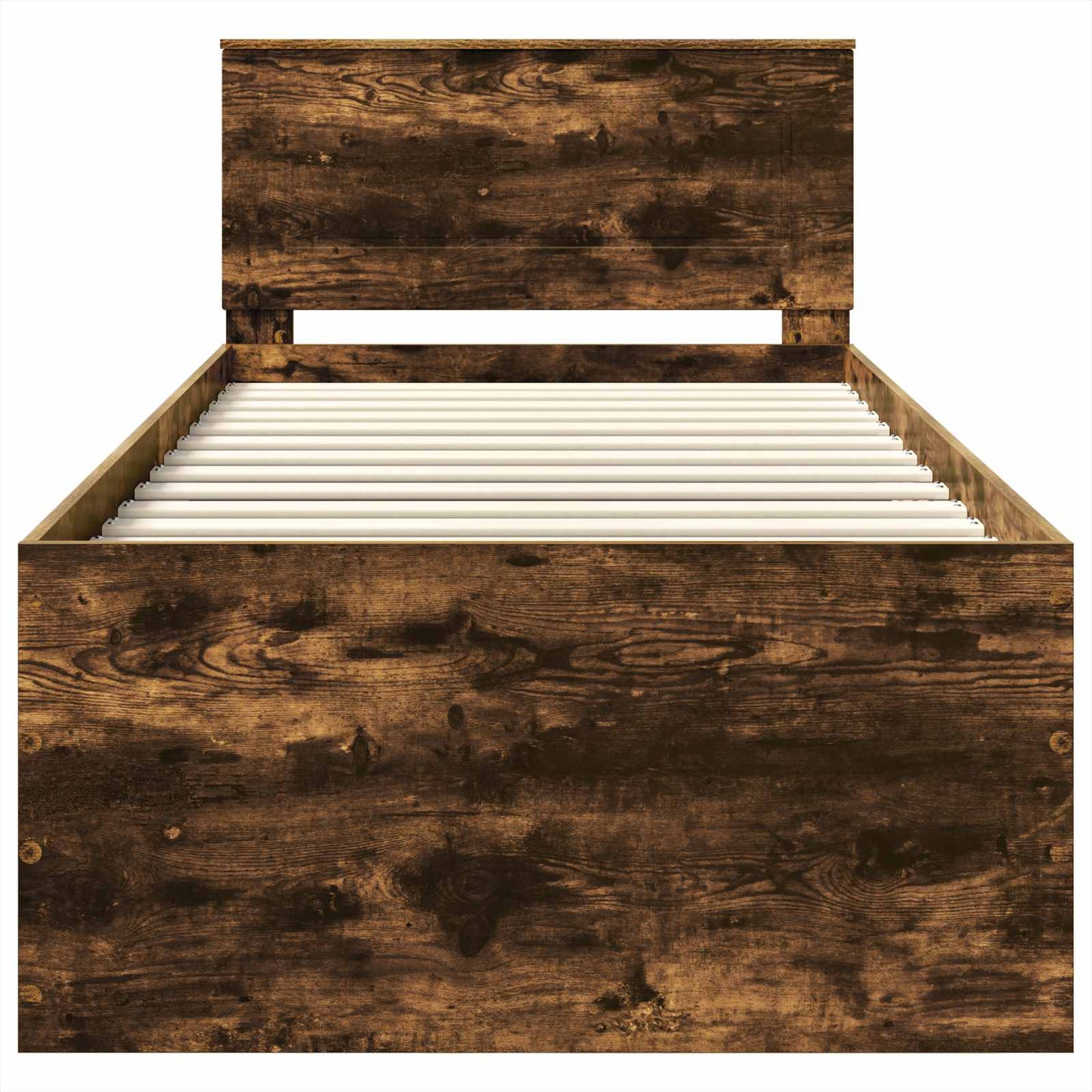 Bedframe met hoofdeinde Gerookt eiken 75 x 190 cm Bewerkt hout is nu te koop bij PeponiXL, paradijselijk wonen!