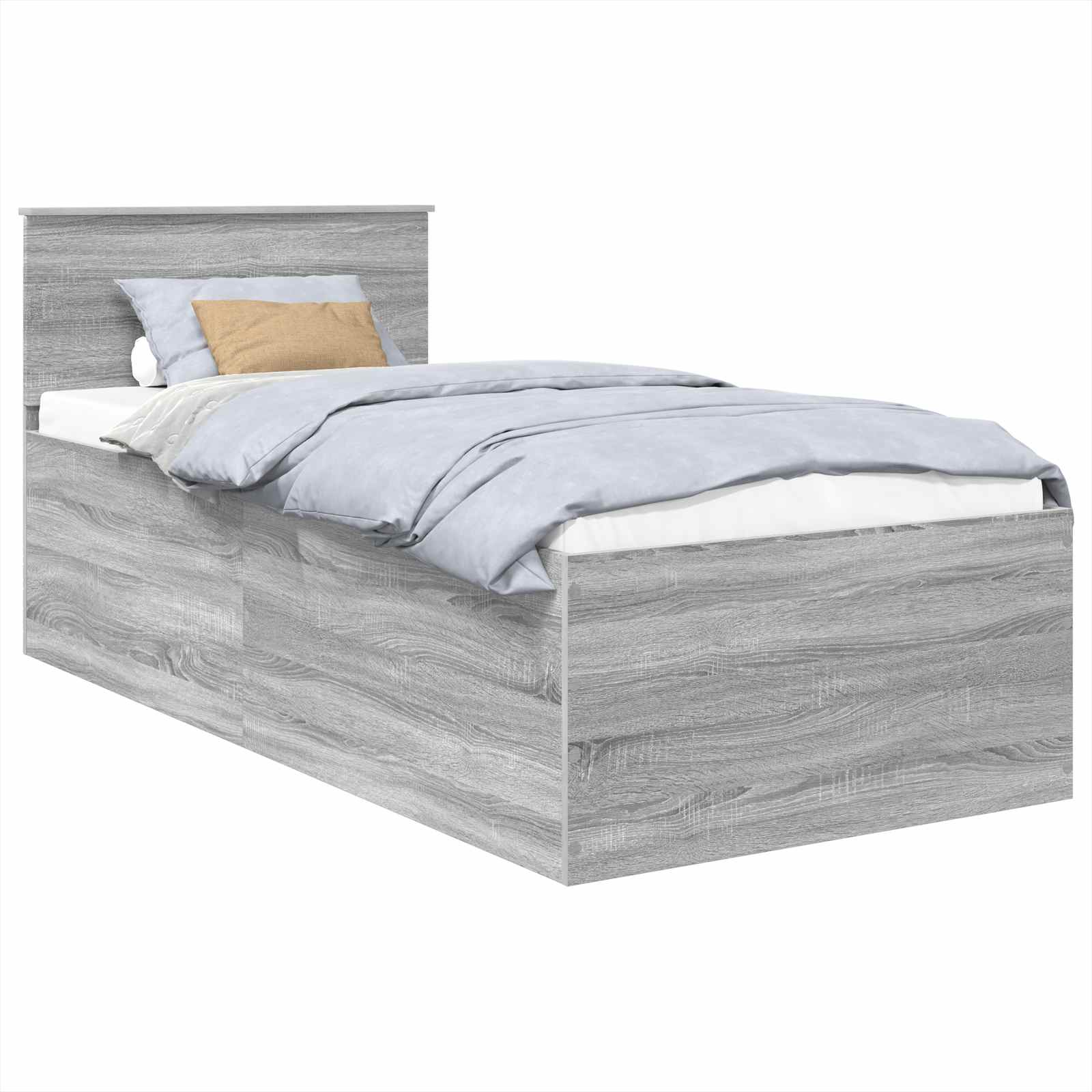 Bedframe met hoofdeinde Grijs Sonoma 75 x 190 cm Bewerkt hout is nu te koop bij PeponiXL, paradijselijk wonen!