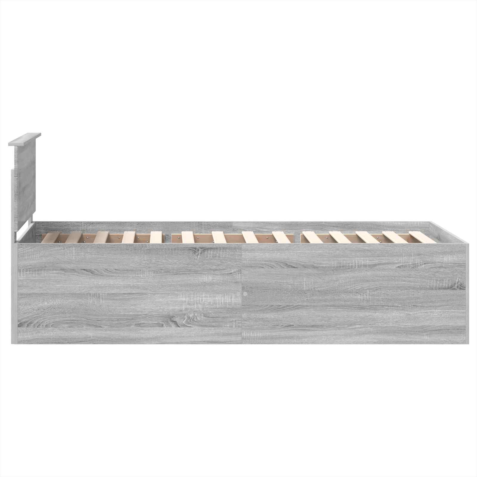 Bedframe met hoofdeinde Grijs Sonoma 75 x 190 cm Bewerkt hout is nu te koop bij PeponiXL, paradijselijk wonen!