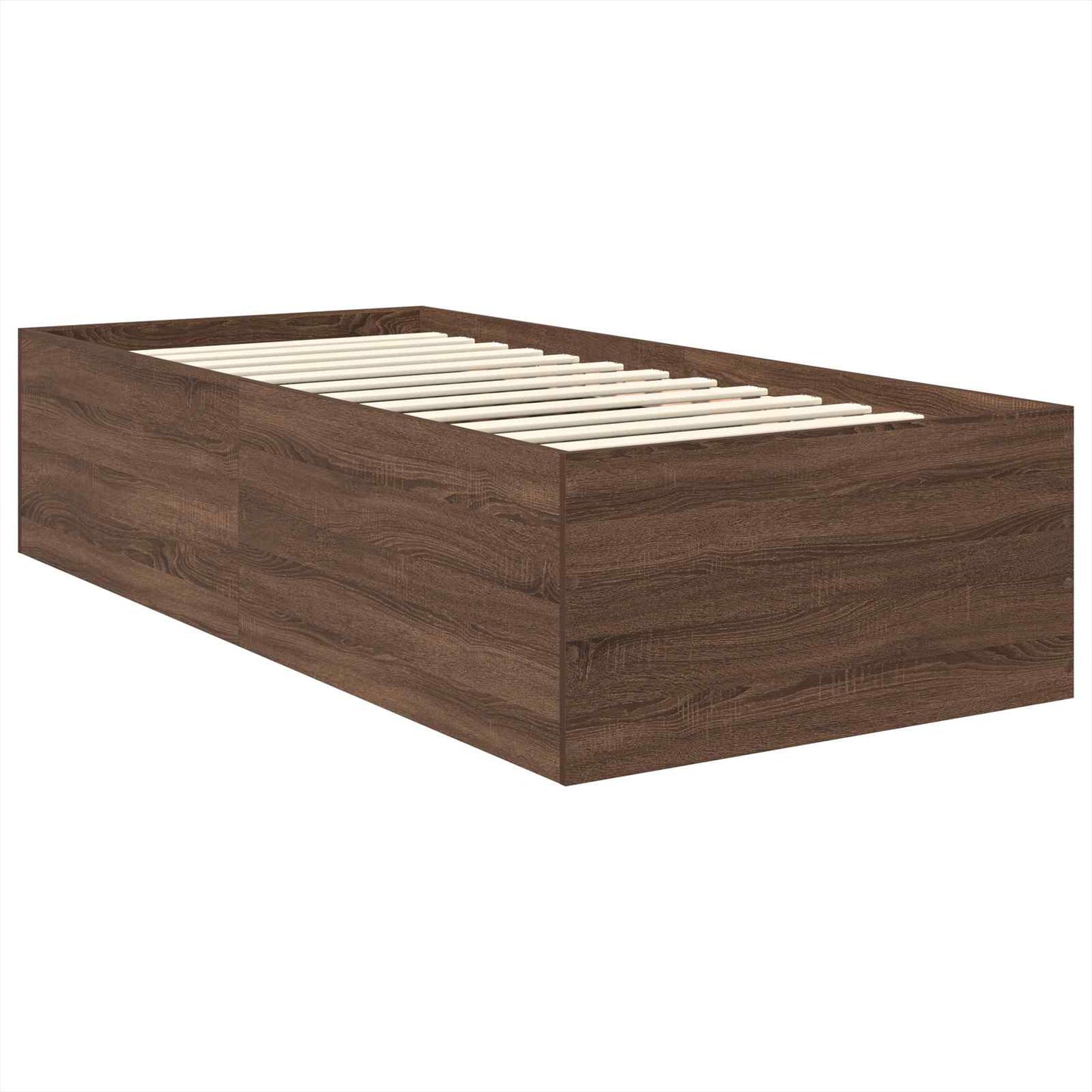 Bedframe met hoofdeinde Bruin Eiken 75 x 190 cm Bewerkt hout is nu te koop bij PeponiXL, paradijselijk wonen!