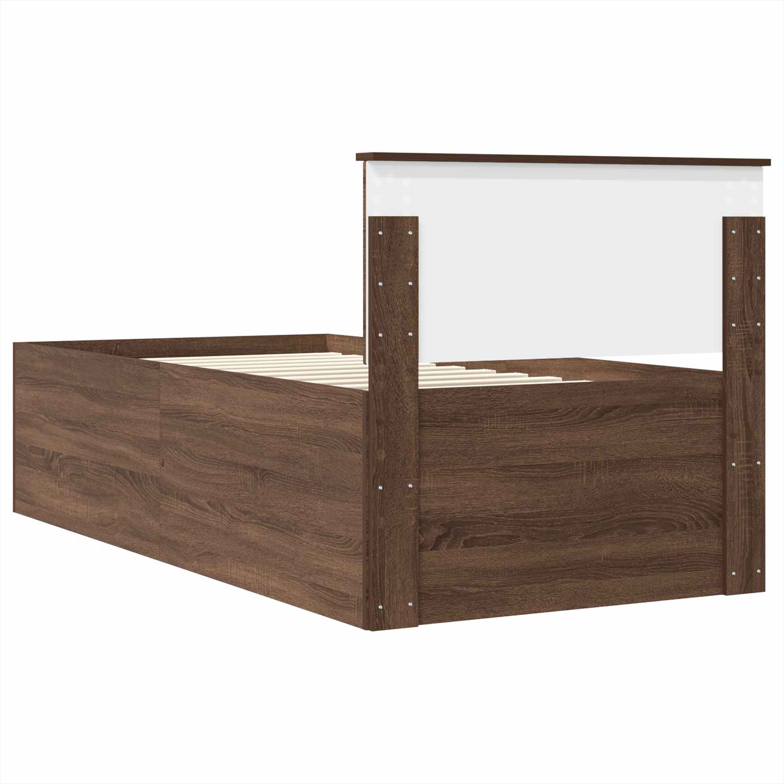 Bedframe met hoofdeinde Bruin Eiken 75 x 190 cm Bewerkt hout is nu te koop bij PeponiXL, paradijselijk wonen!