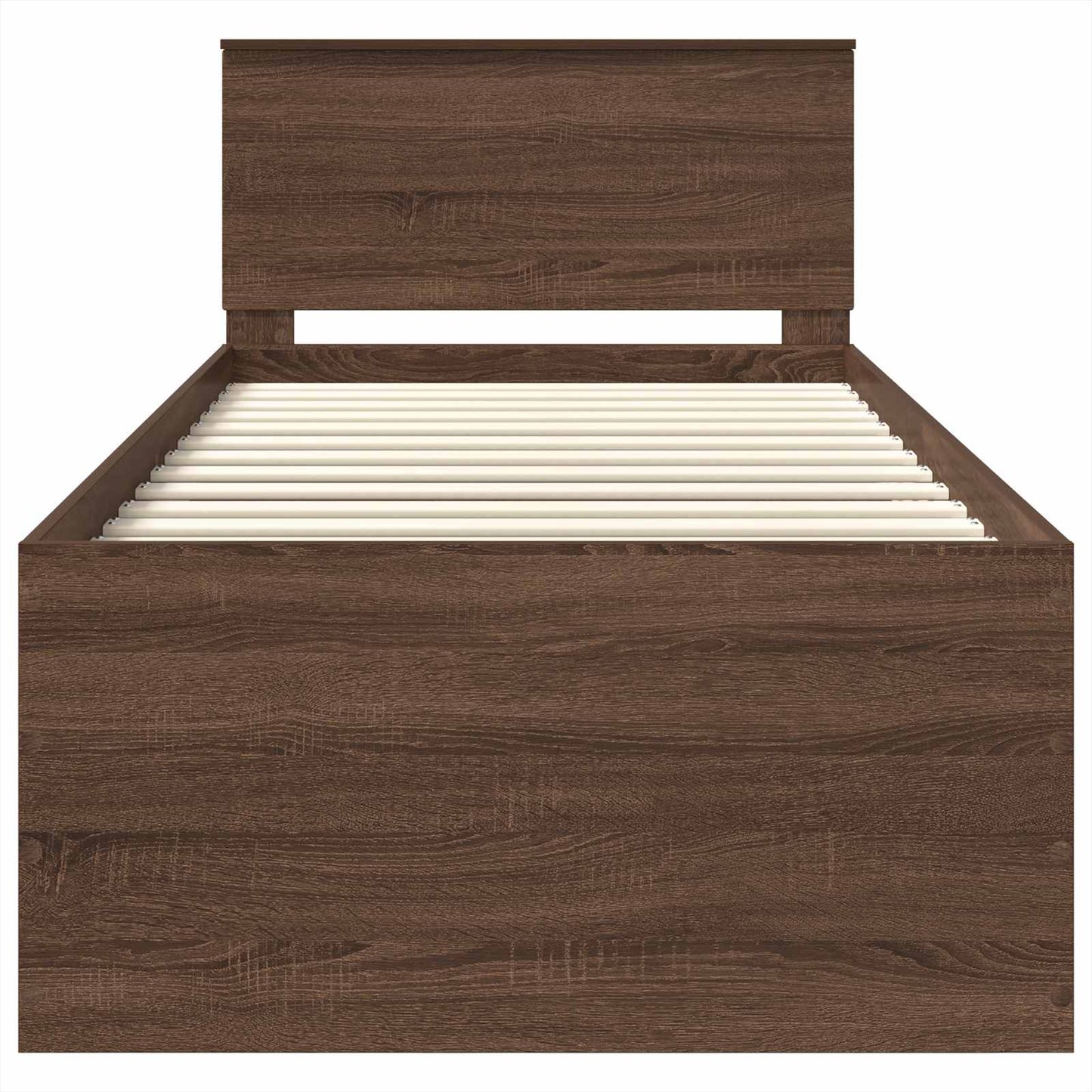 Bedframe met hoofdeinde Bruin Eiken 75 x 190 cm Bewerkt hout is nu te koop bij PeponiXL, paradijselijk wonen!