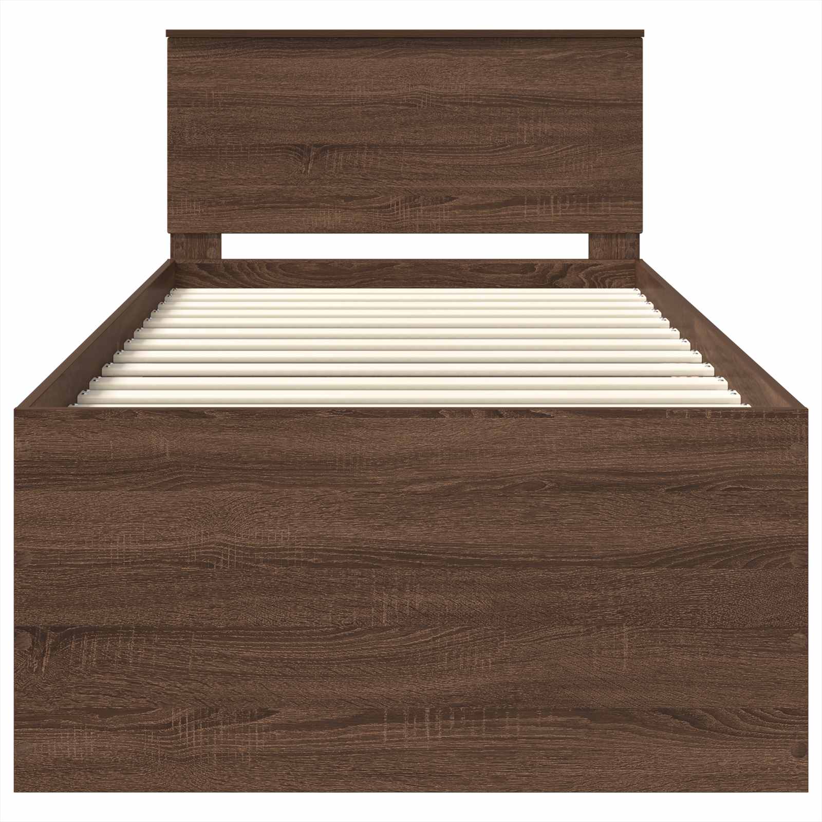 Bedframe met hoofdeinde Bruin Eiken 75 x 190 cm Bewerkt hout is nu te koop bij PeponiXL, paradijselijk wonen!