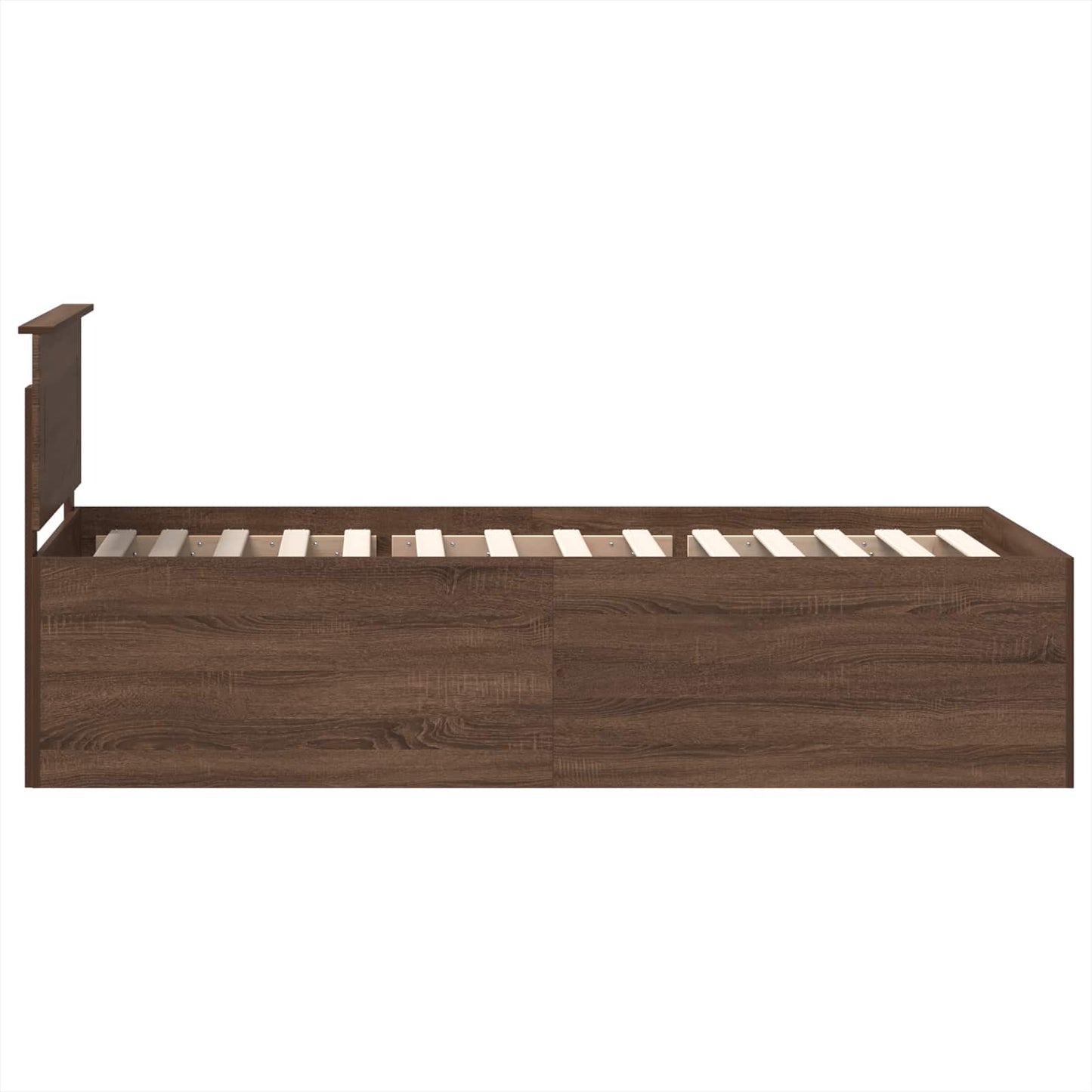 Bedframe met hoofdeinde Bruin Eiken 75 x 190 cm Bewerkt hout is nu te koop bij PeponiXL, paradijselijk wonen!