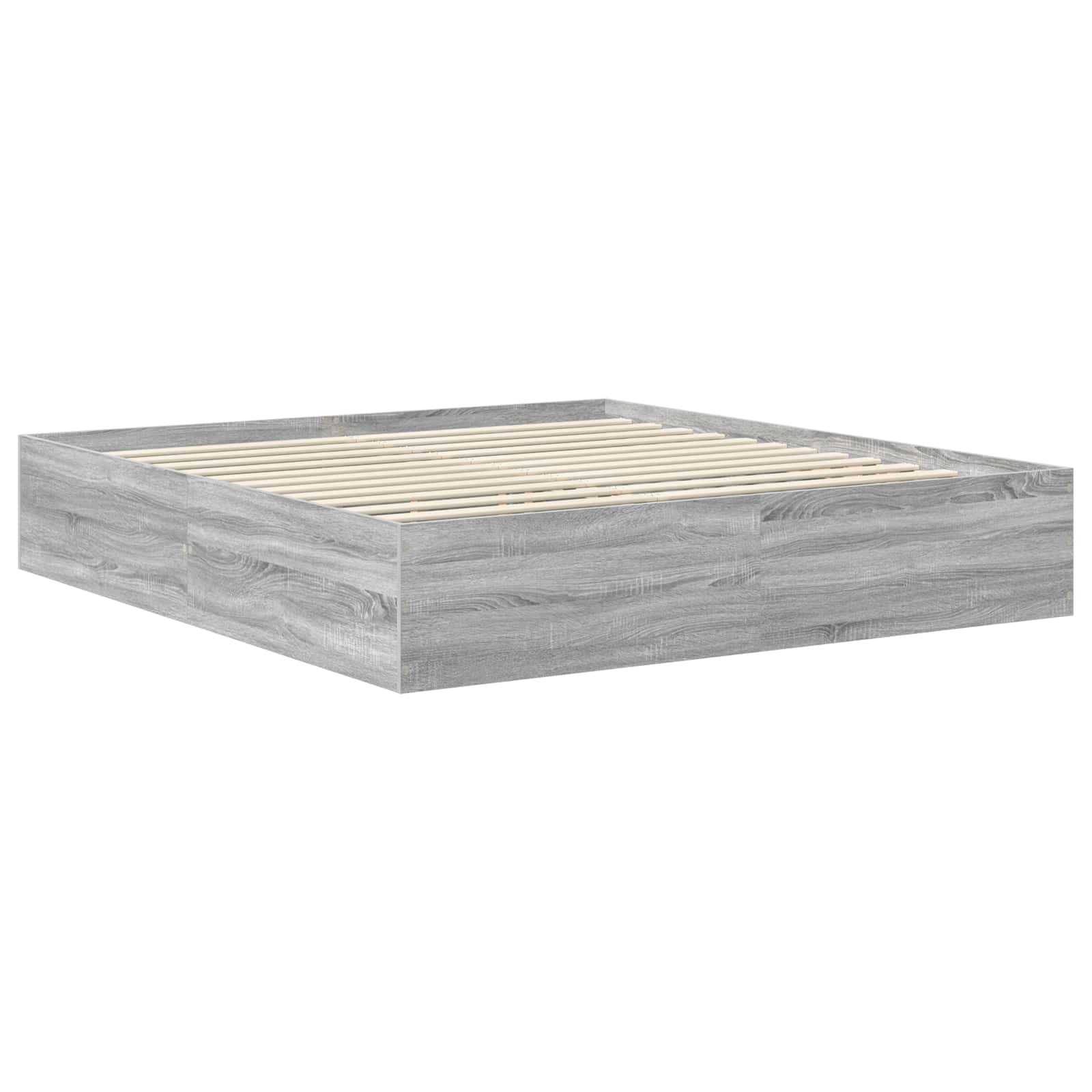 Bedframe met hoofdeinde Grijs Sonoma 200 x 200 cm Bewerkt hout is nu te koop bij PeponiXL, paradijselijk wonen!