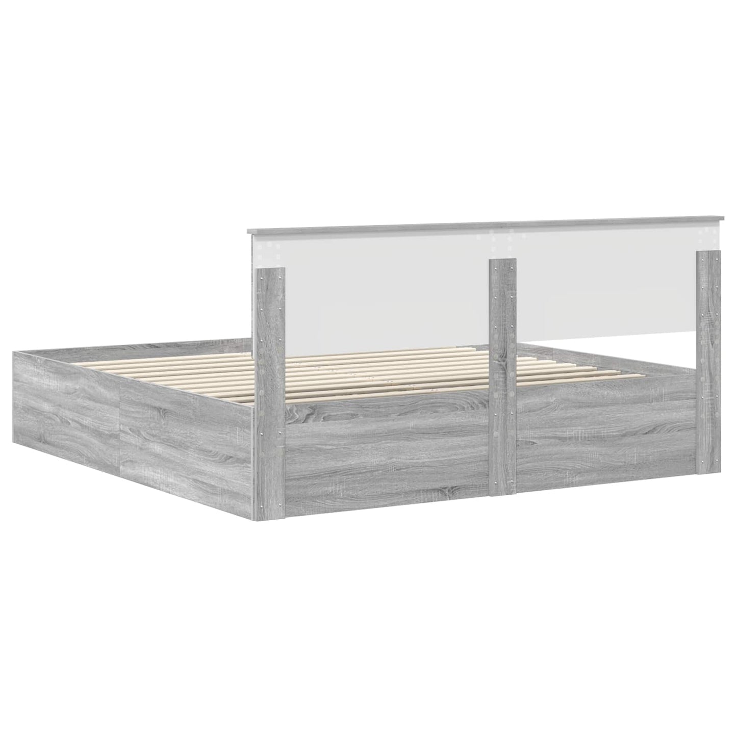 Bedframe met hoofdeinde Grijs Sonoma 200 x 200 cm Bewerkt hout is nu te koop bij PeponiXL, paradijselijk wonen!