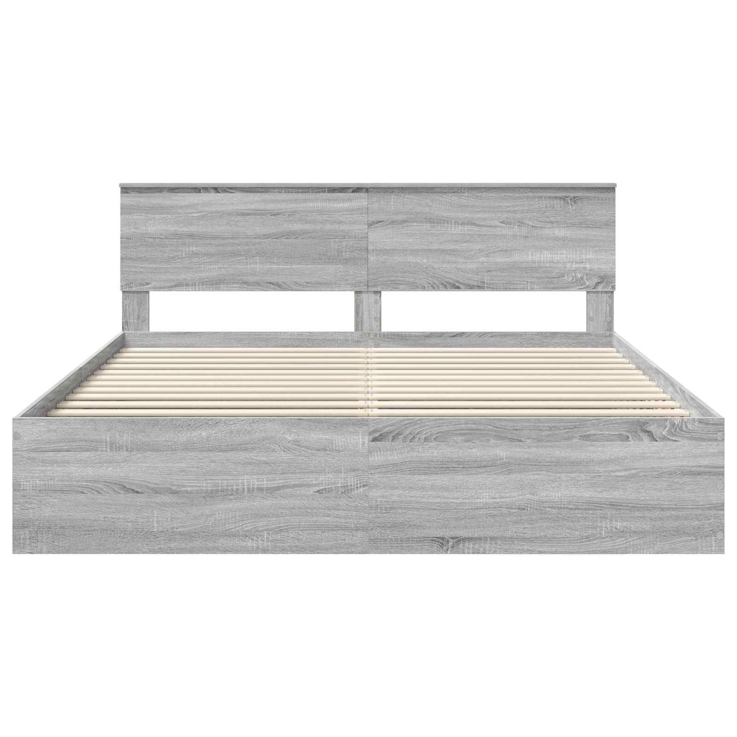 Bedframe met hoofdeinde Grijs Sonoma 200 x 200 cm Bewerkt hout is nu te koop bij PeponiXL, paradijselijk wonen!