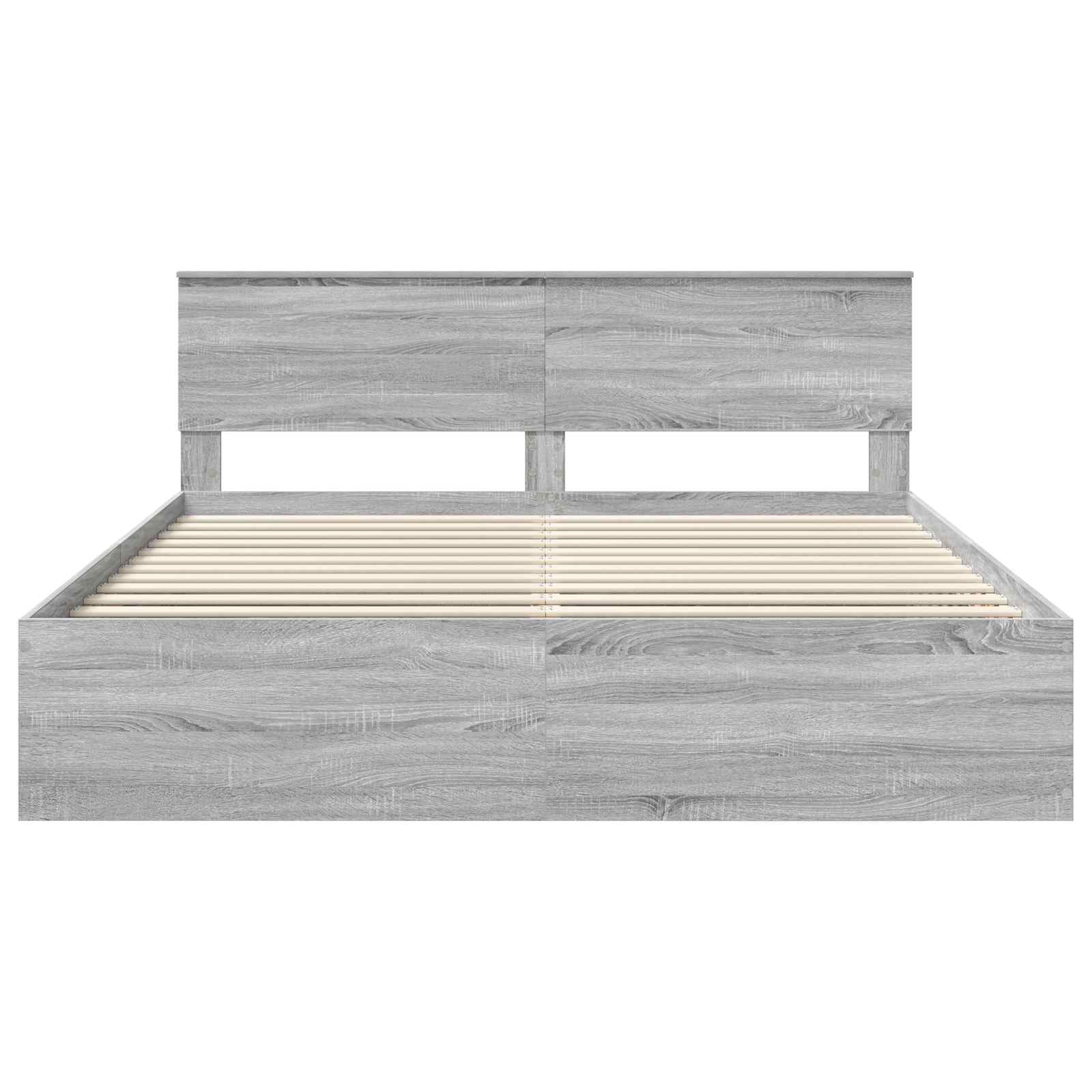 Bedframe met hoofdeinde Grijs Sonoma 200 x 200 cm Bewerkt hout is nu te koop bij PeponiXL, paradijselijk wonen!