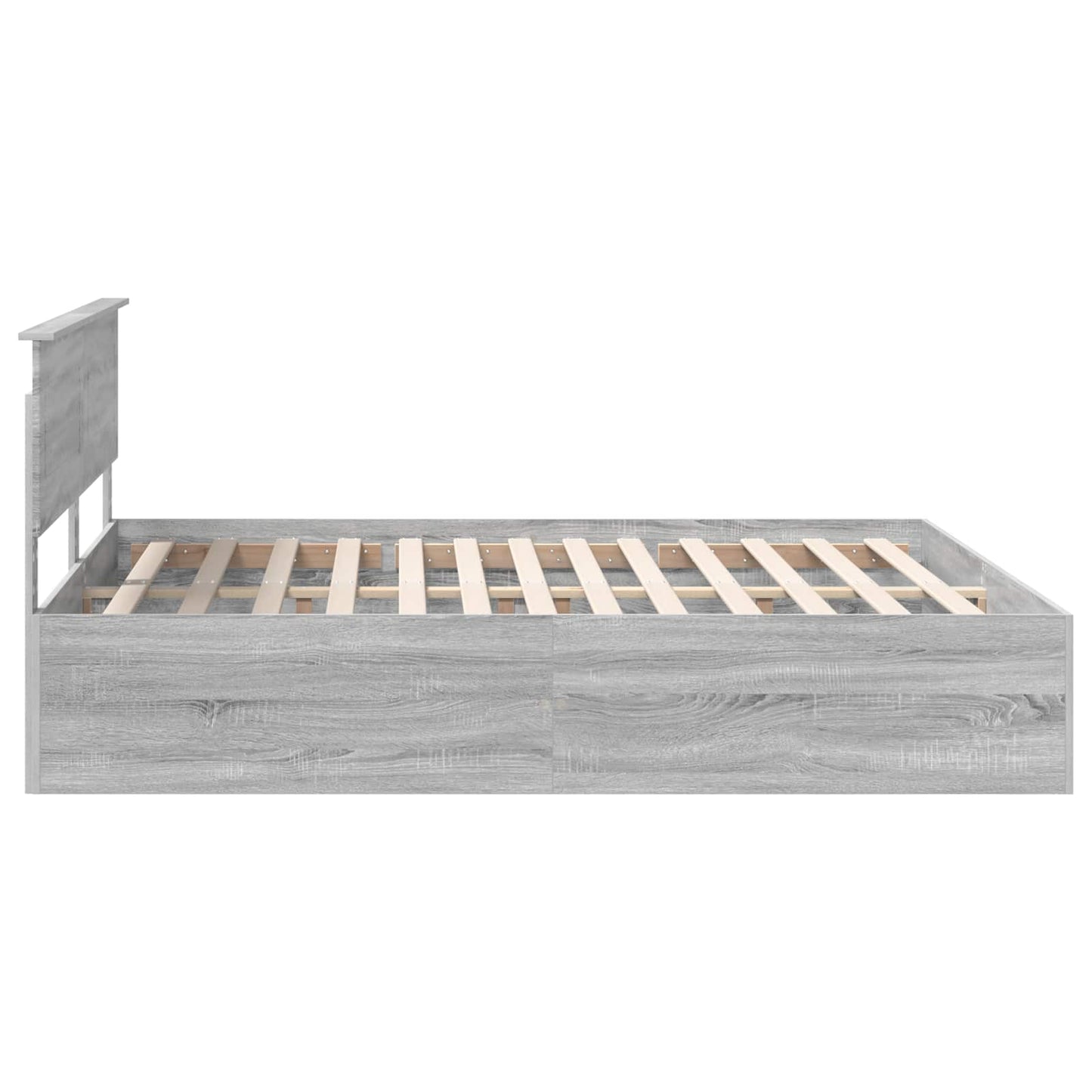 Bedframe met hoofdeinde Grijs Sonoma 200 x 200 cm Bewerkt hout is nu te koop bij PeponiXL, paradijselijk wonen!