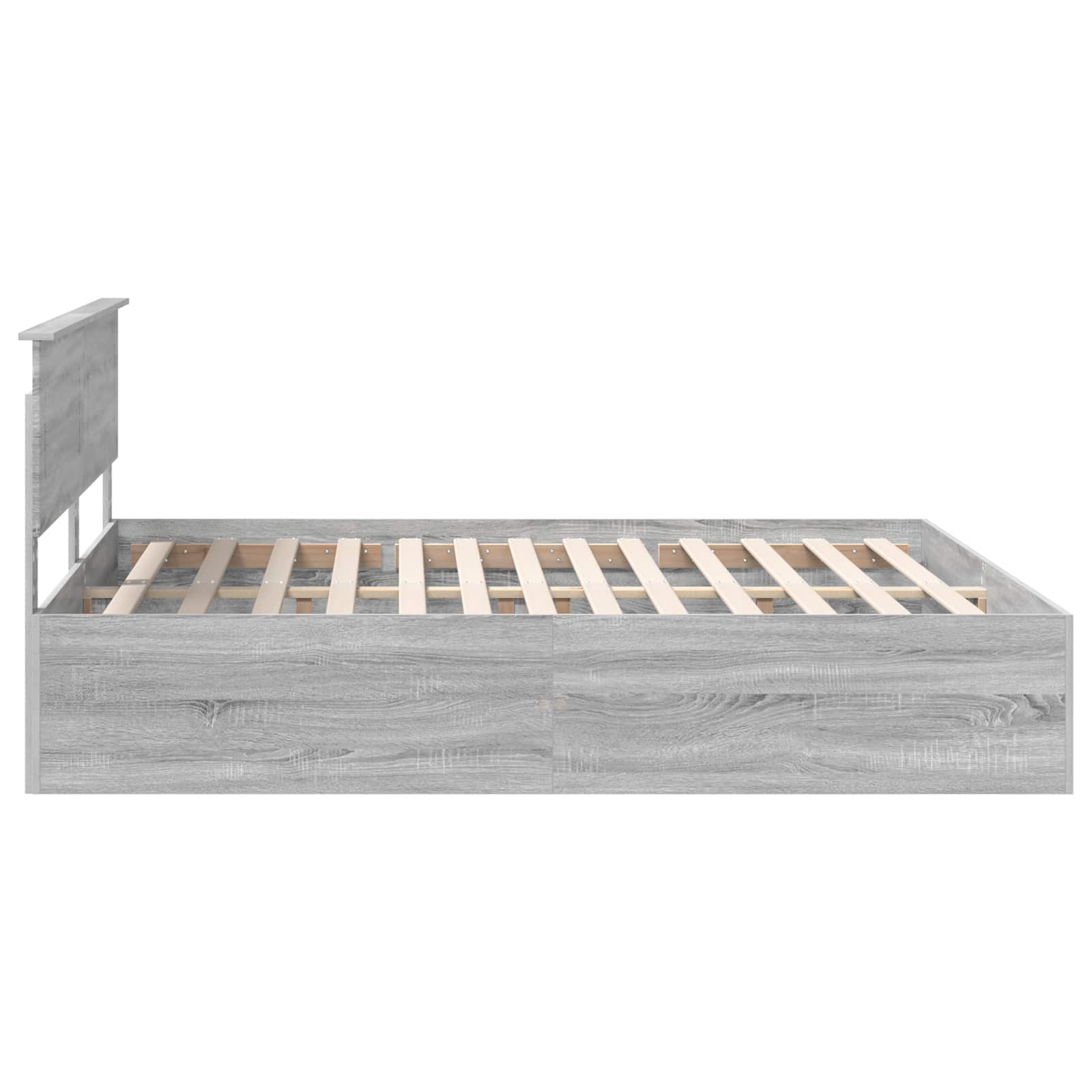 Bedframe met hoofdeinde Grijs Sonoma 200 x 200 cm Bewerkt hout is nu te koop bij PeponiXL, paradijselijk wonen!