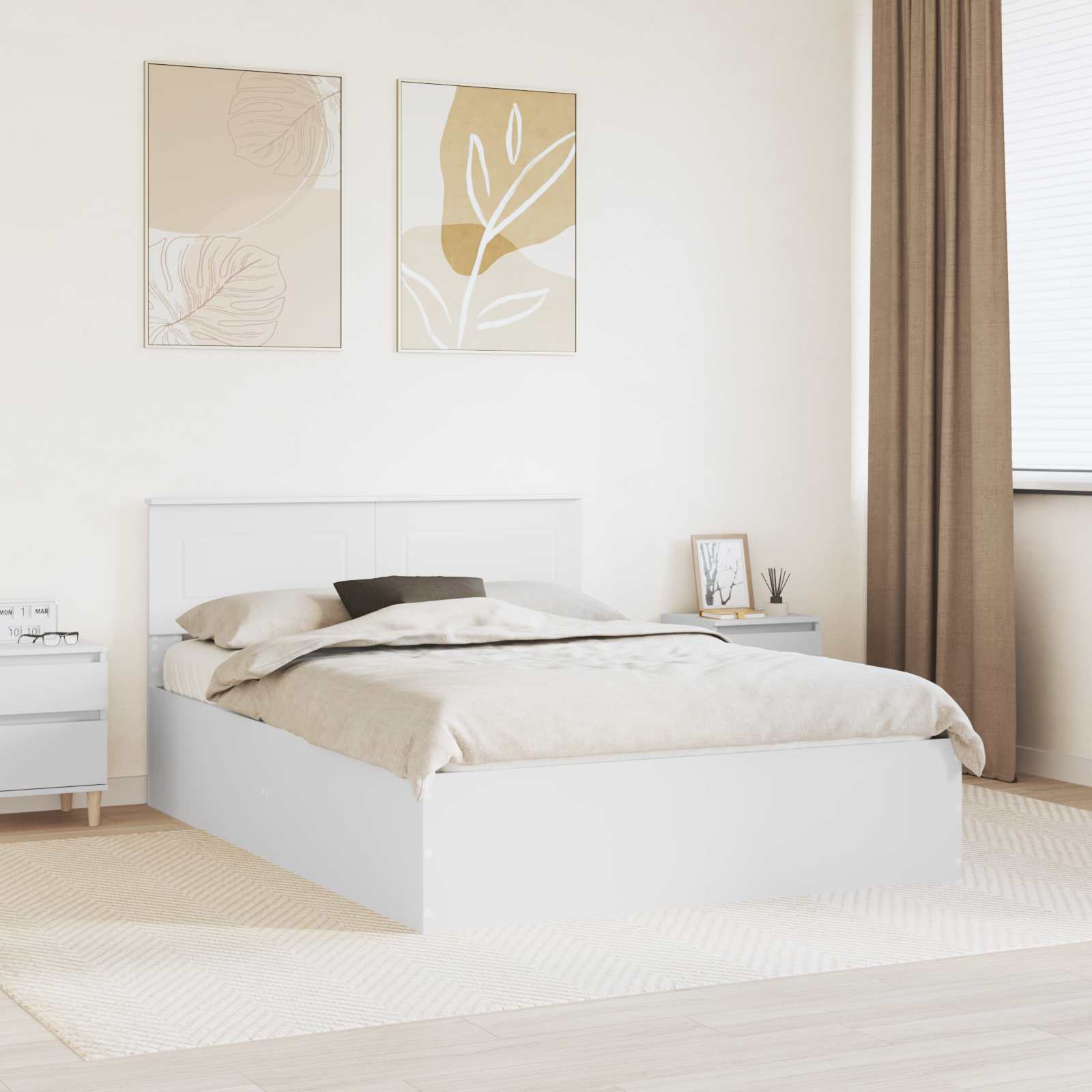 Bedframe met hoofdeinde Wit 150 x 200 cm Bewerkt hout is nu te koop bij PeponiXL, paradijselijk wonen!