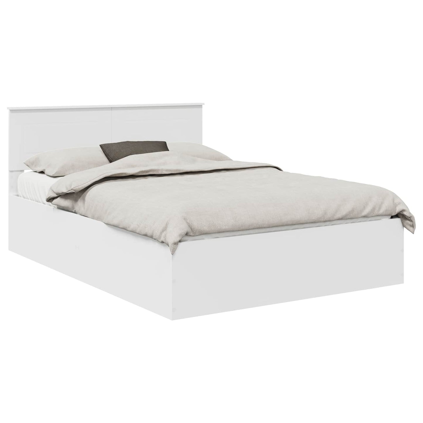 Bedframe met hoofdeinde Wit 150 x 200 cm Bewerkt hout is nu te koop bij PeponiXL, paradijselijk wonen!
