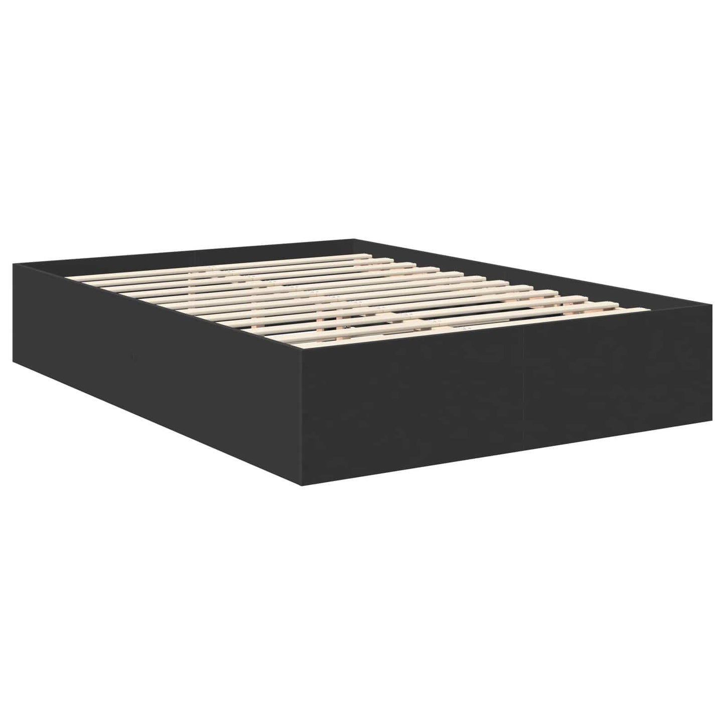 Bedframe met hoofdeinde Zwart 150 x 200 cm Bewerkt hout is nu te koop bij PeponiXL, paradijselijk wonen!