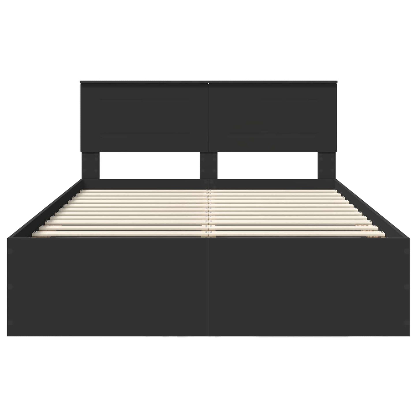 Bedframe met hoofdeinde Zwart 150 x 200 cm Bewerkt hout is nu te koop bij PeponiXL, paradijselijk wonen!