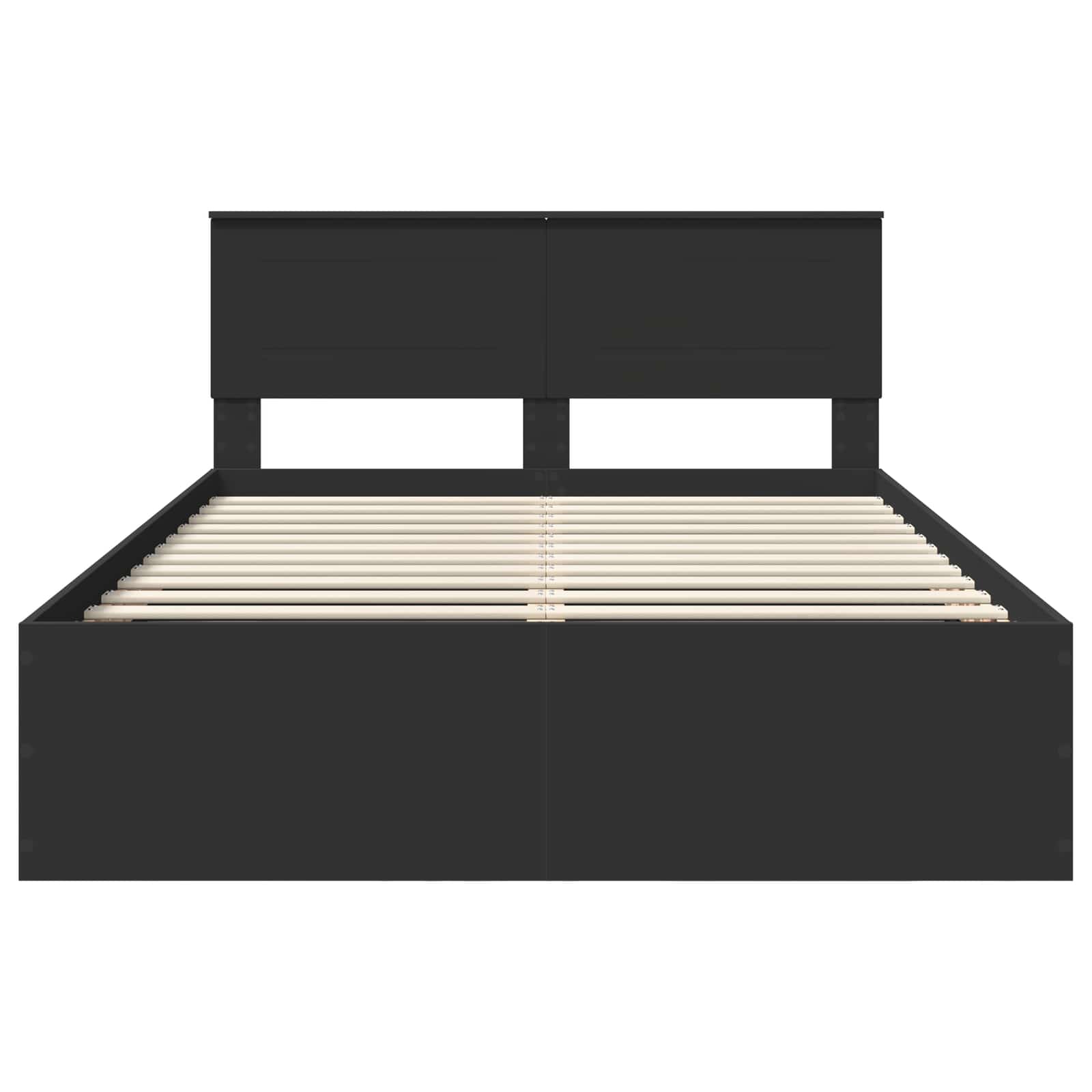 Bedframe met hoofdeinde Zwart 150 x 200 cm Bewerkt hout is nu te koop bij PeponiXL, paradijselijk wonen!