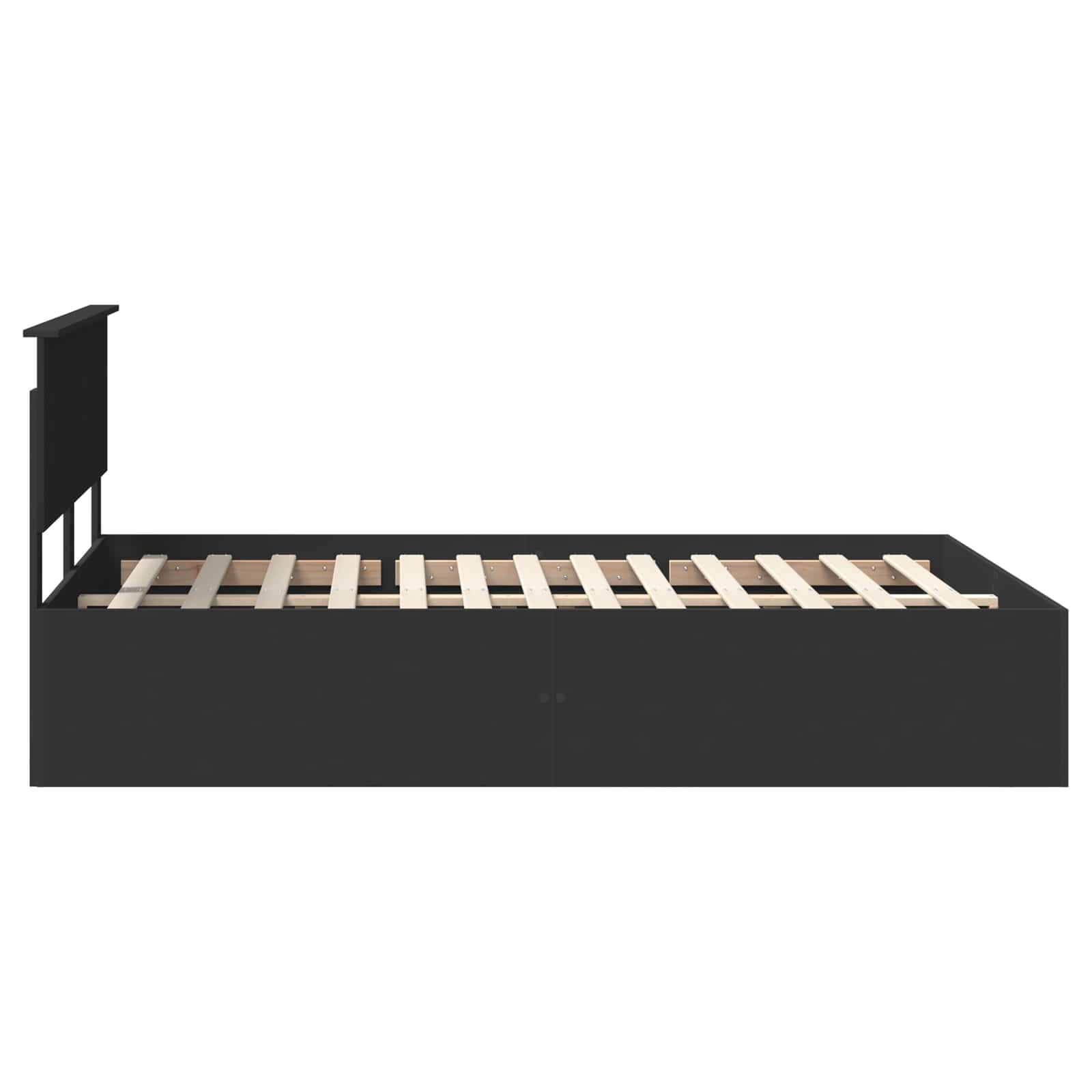 Bedframe met hoofdeinde Zwart 150 x 200 cm Bewerkt hout is nu te koop bij PeponiXL, paradijselijk wonen!