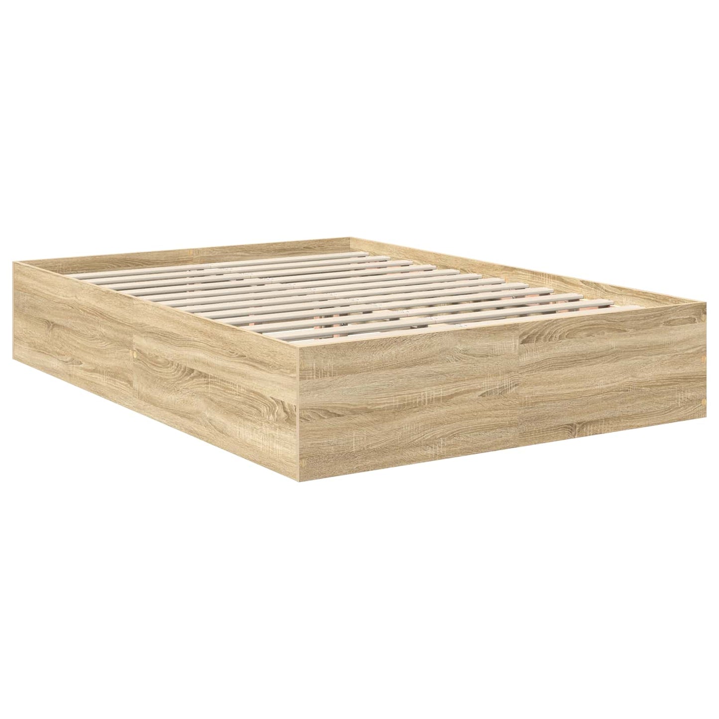 Bedframe met hoofdeinde Sonoma Eiken 150 x 200 cm Bewerkt hout is nu te koop bij PeponiXL, paradijselijk wonen!