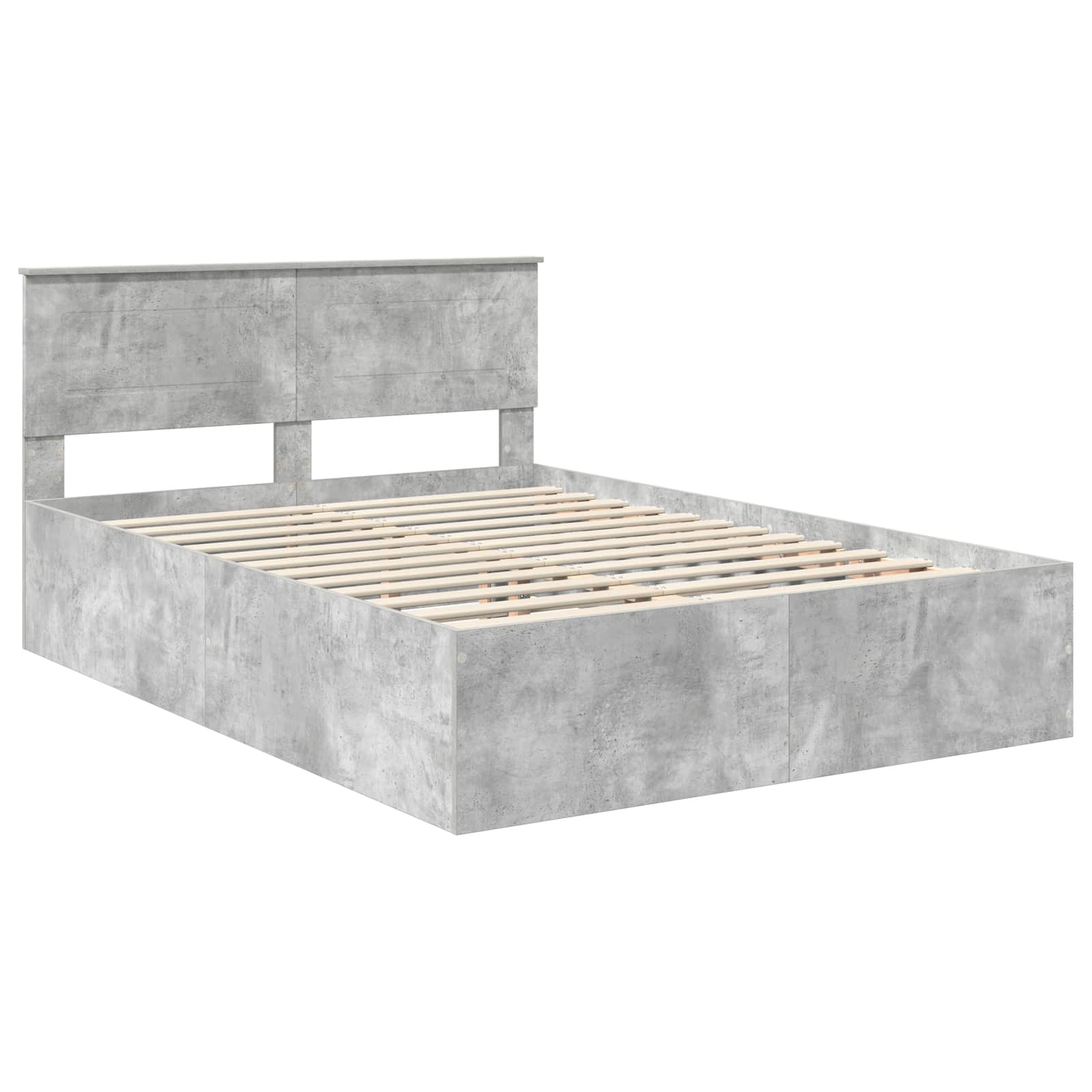 Bedframe met hoofdeinde Beton Grijs 150 x 200 cm Bewerkt hout is nu te koop bij PeponiXL, paradijselijk wonen!