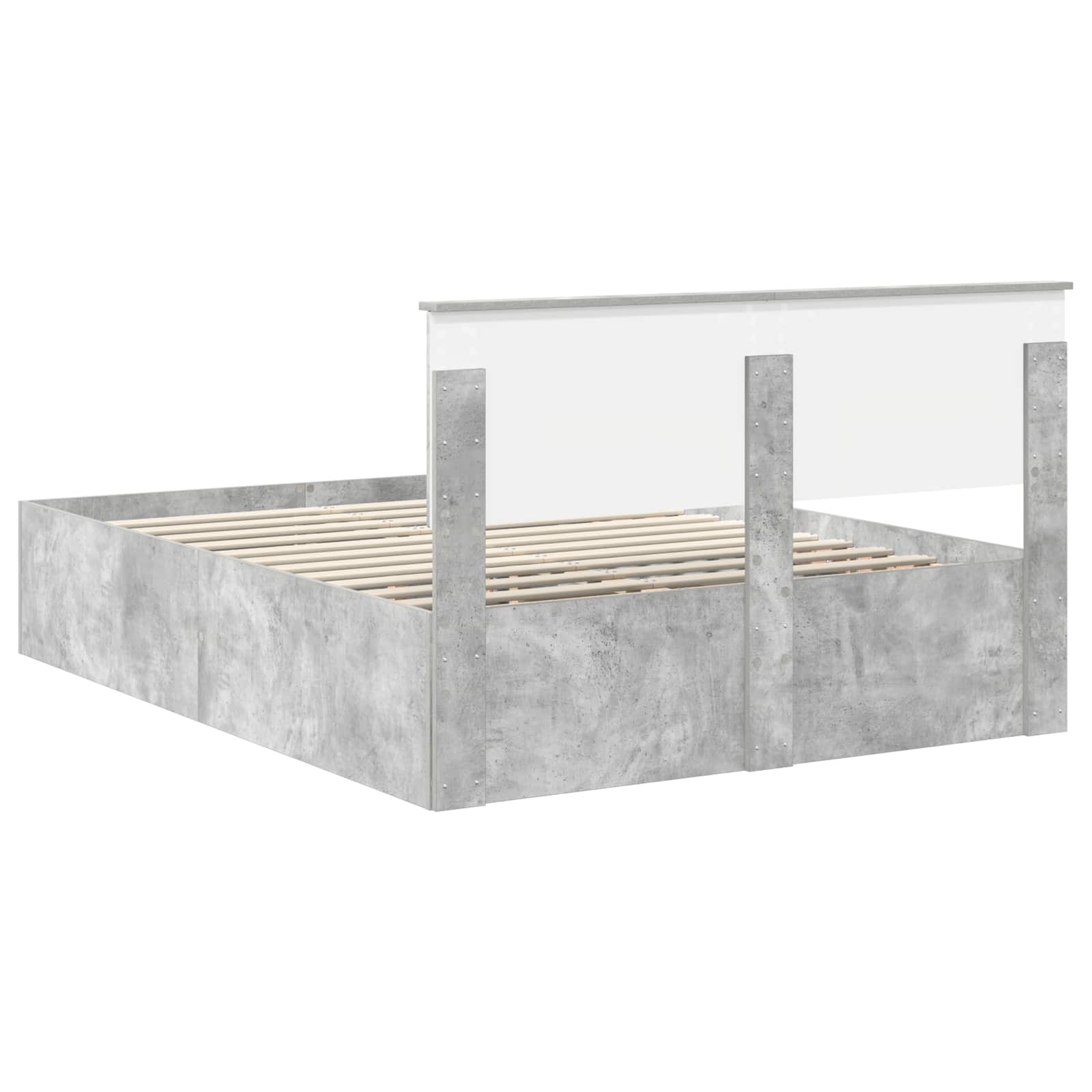 Bedframe met hoofdeinde Beton Grijs 150 x 200 cm Bewerkt hout is nu te koop bij PeponiXL, paradijselijk wonen!