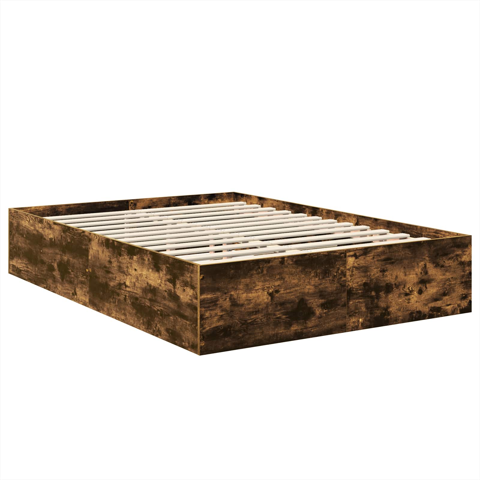 Bedframe met hoofdeinde Gerookt eiken 150 x 200 cm Bewerkt hout is nu te koop bij PeponiXL, paradijselijk wonen!