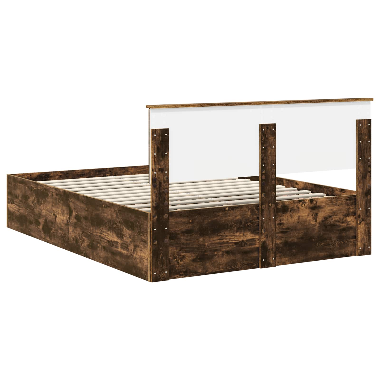 Bedframe met hoofdeinde Gerookt eiken 150 x 200 cm Bewerkt hout is nu te koop bij PeponiXL, paradijselijk wonen!