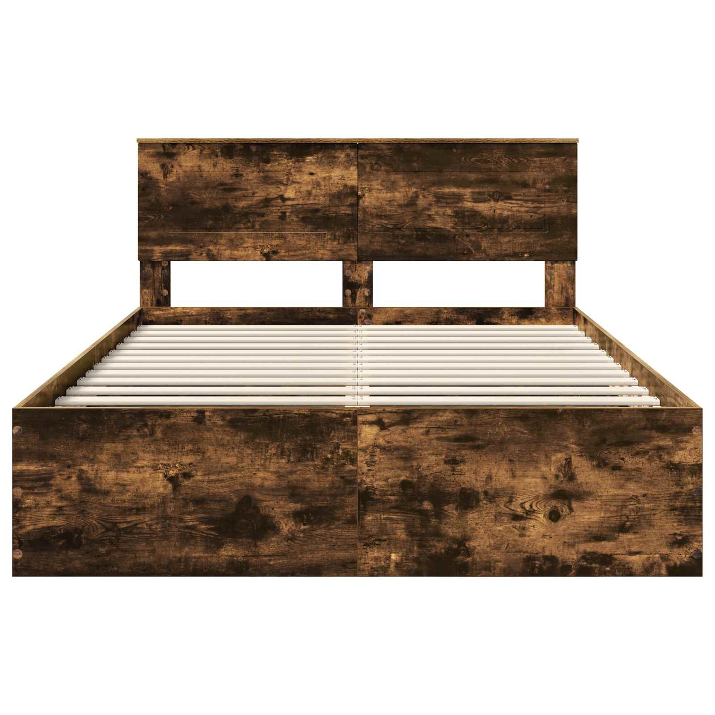 Bedframe met hoofdeinde Gerookt eiken 150 x 200 cm Bewerkt hout is nu te koop bij PeponiXL, paradijselijk wonen!
