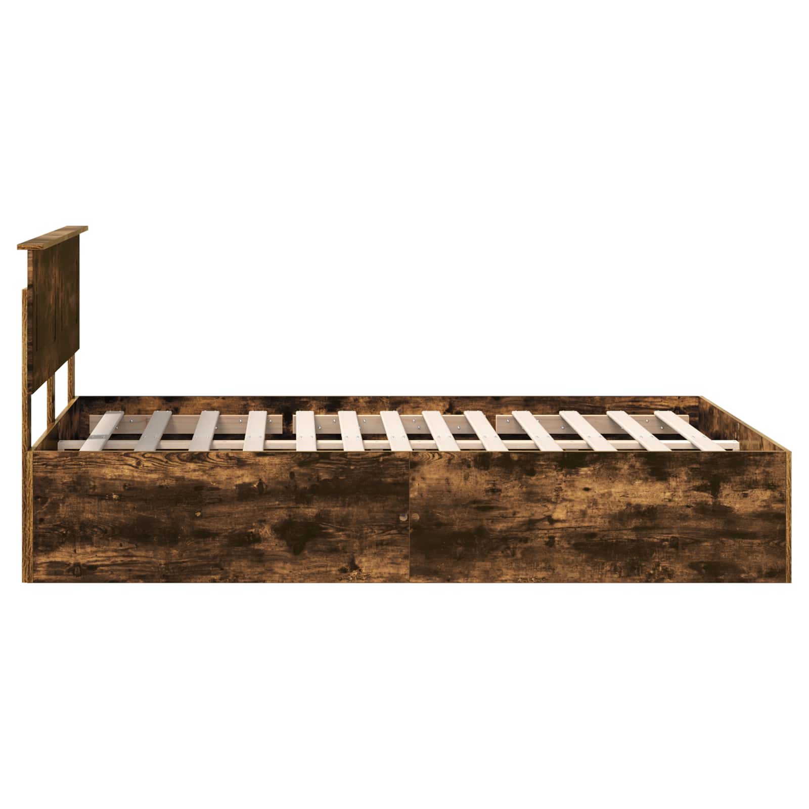 Bedframe met hoofdeinde Gerookt eiken 150 x 200 cm Bewerkt hout is nu te koop bij PeponiXL, paradijselijk wonen!