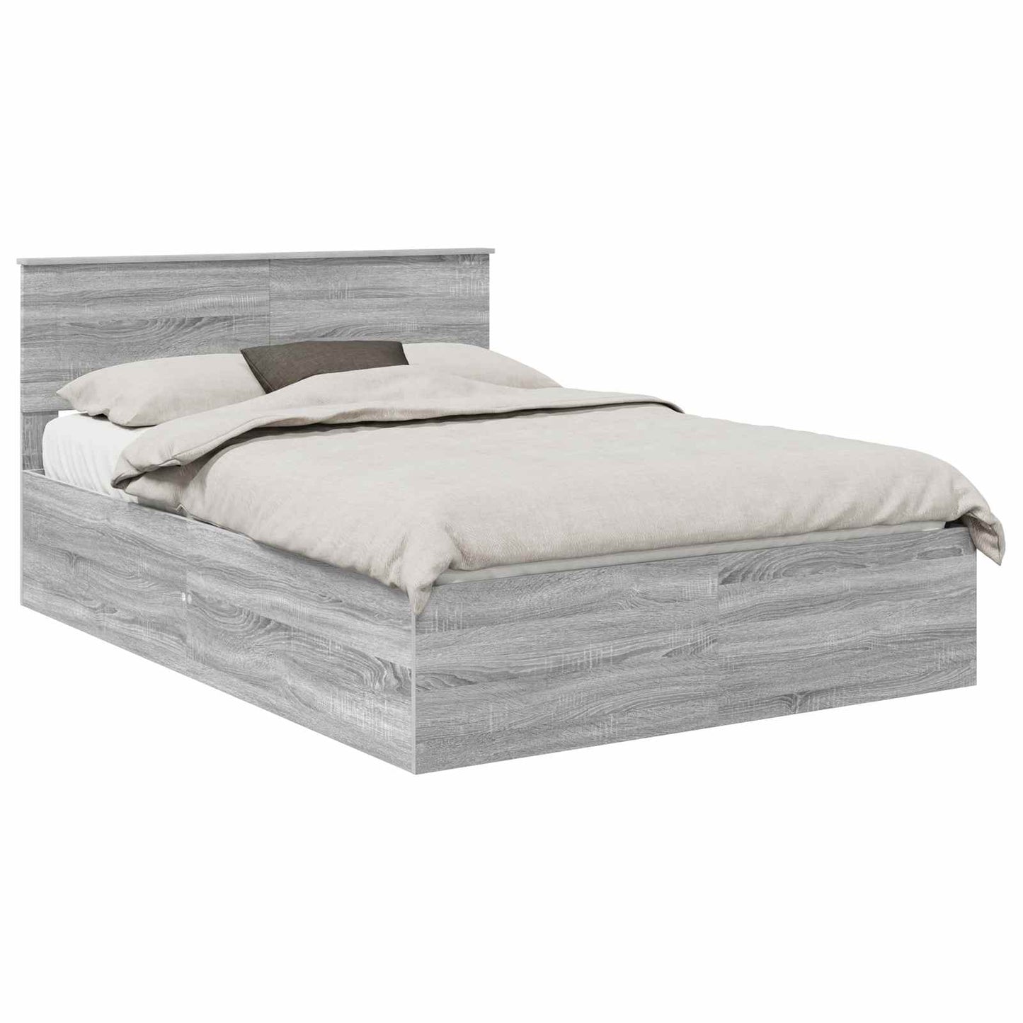 Bedframe met hoofdeinde Grijs Sonoma 150 x 200 cm Bewerkt hout is nu te koop bij PeponiXL, paradijselijk wonen!